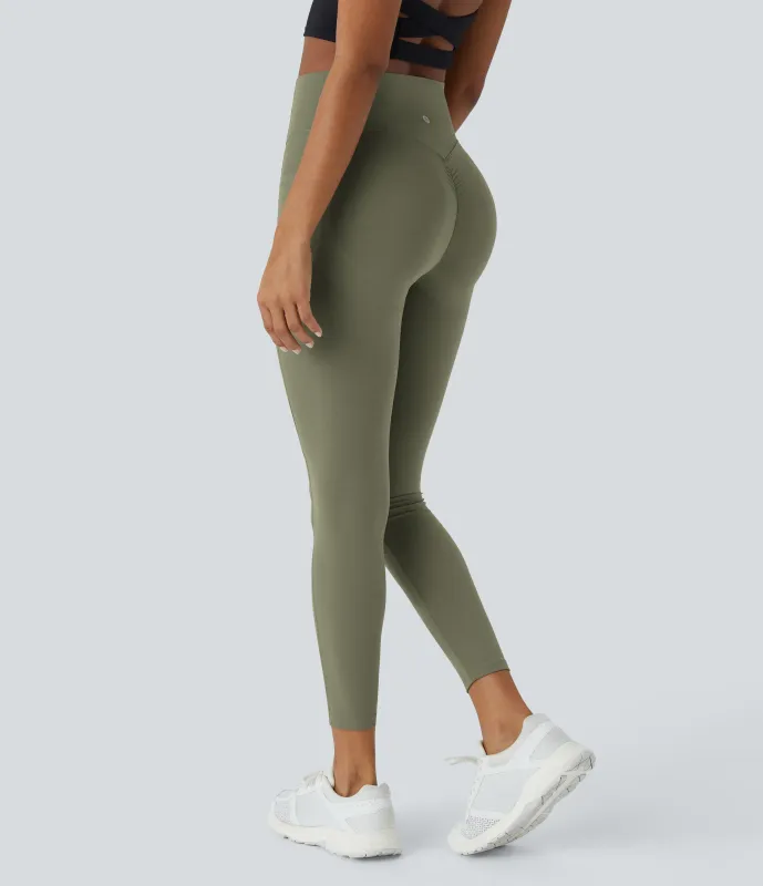 Halara Leggings SoCinched UltraSculpt entrenamiento moldeador bolsillo lateral control abdomen tiro alto - Grass Grey Green - L(full_length) made by Halara