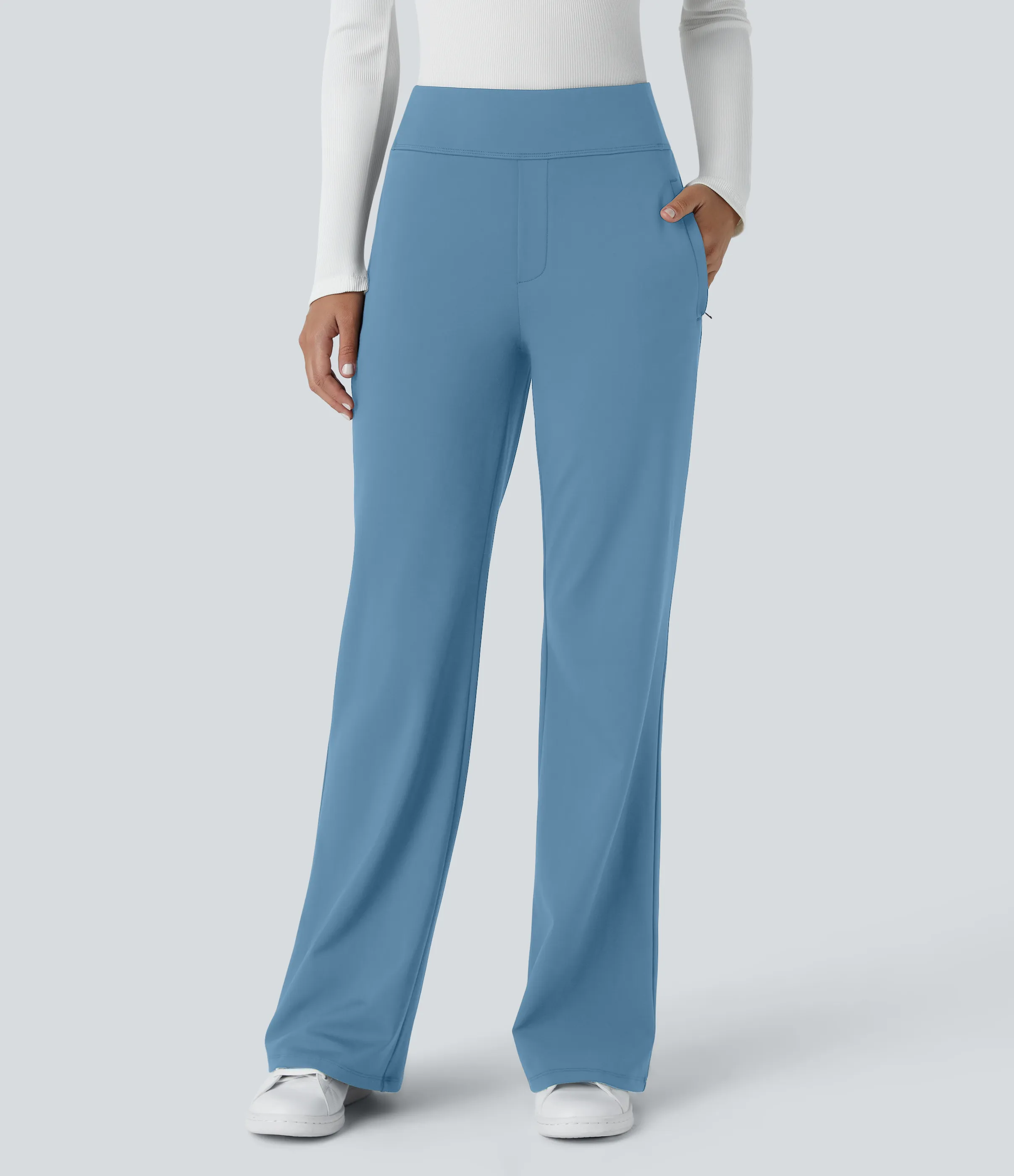 Halara Pantalón oficina acampanado bolsillo lateral tiro alto - Light Azure - XL(regular) sold by Halara product image thumbnail 4