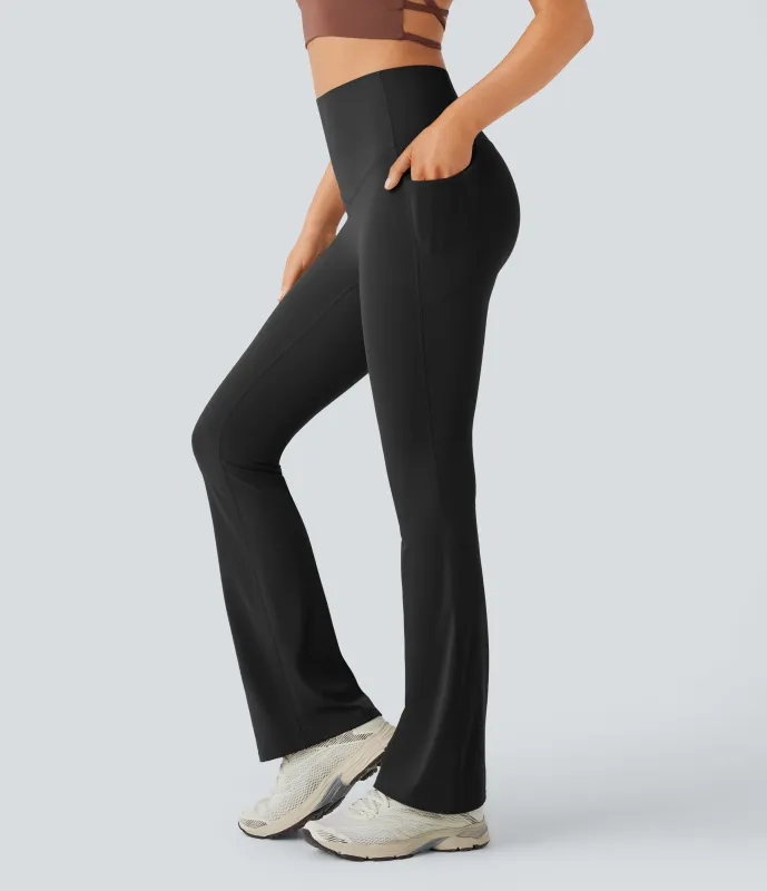 Halara Leggings SoCinched UltraSculpt yoga Bootcut tiro alto control abdomen bolsillo lateral moldeador - Black - S(extall) made by Halara