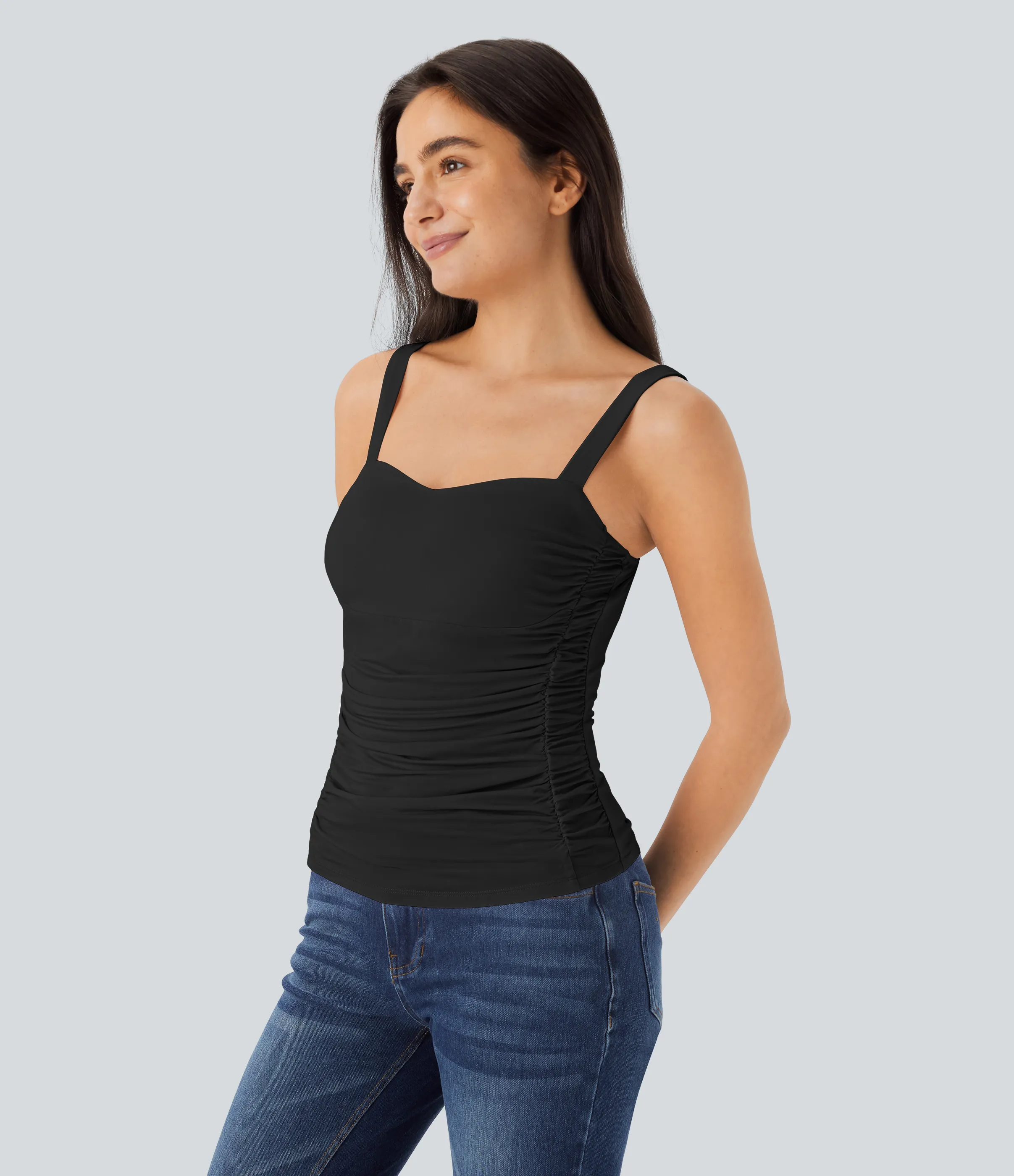 Halara Top sin mangas sin espalda fruncido - Black - XS sold by Halara product image thumbnail 4