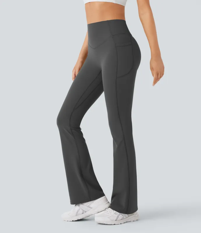 Halara Leggings SoCinched UltraSculpt Bootcut yoga tiro alto realce glúteo bolsillo lateral control abdomen moldeador - Volcanic Ash - M(regular) made by Halara