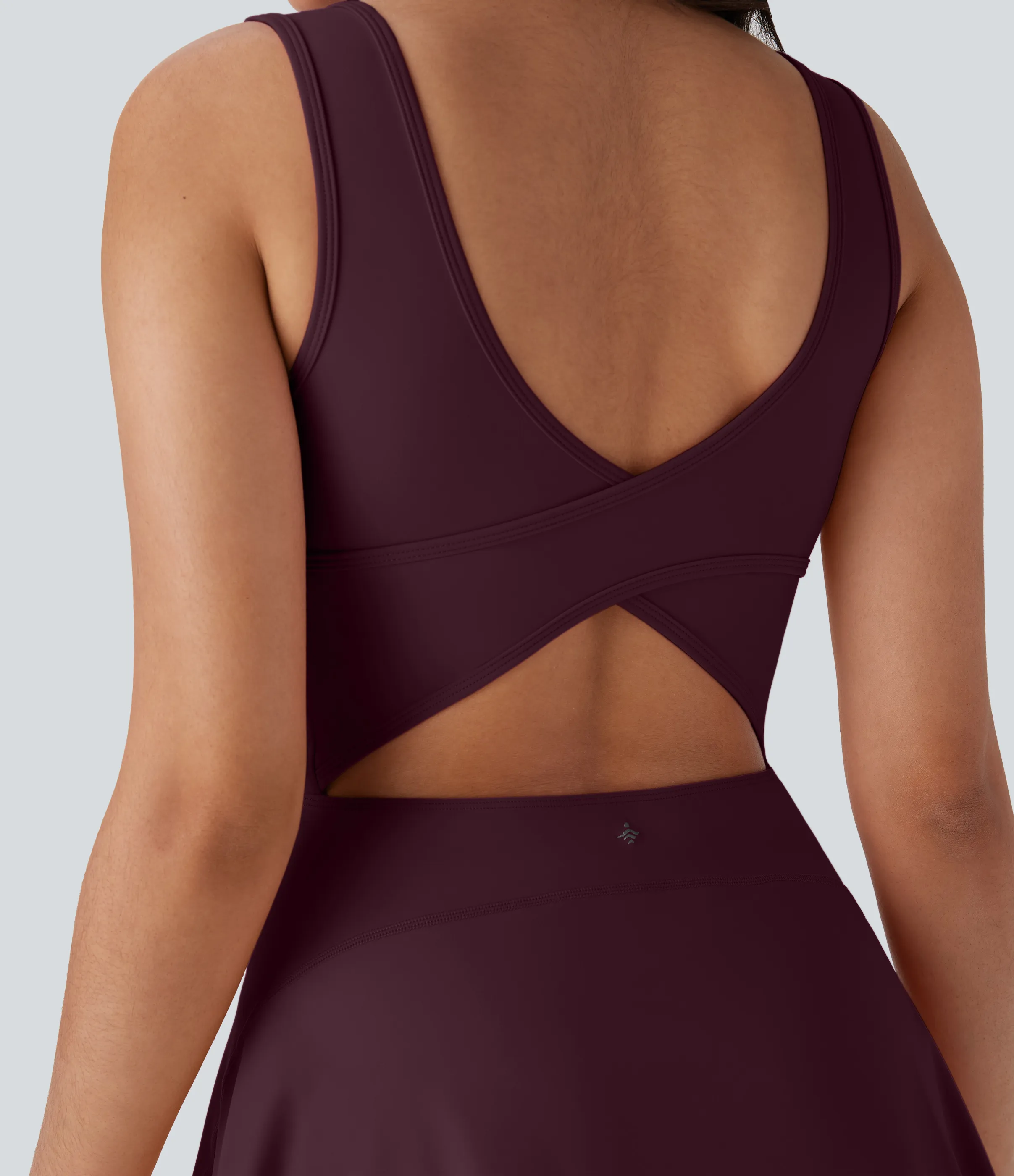 Halara Vestido mini Softlyzero™ Airy baile activo cuello U cruzado sin espalda bolsillo lateral 2 en 1 - Fig - L sold by Halara product image thumbnail 5