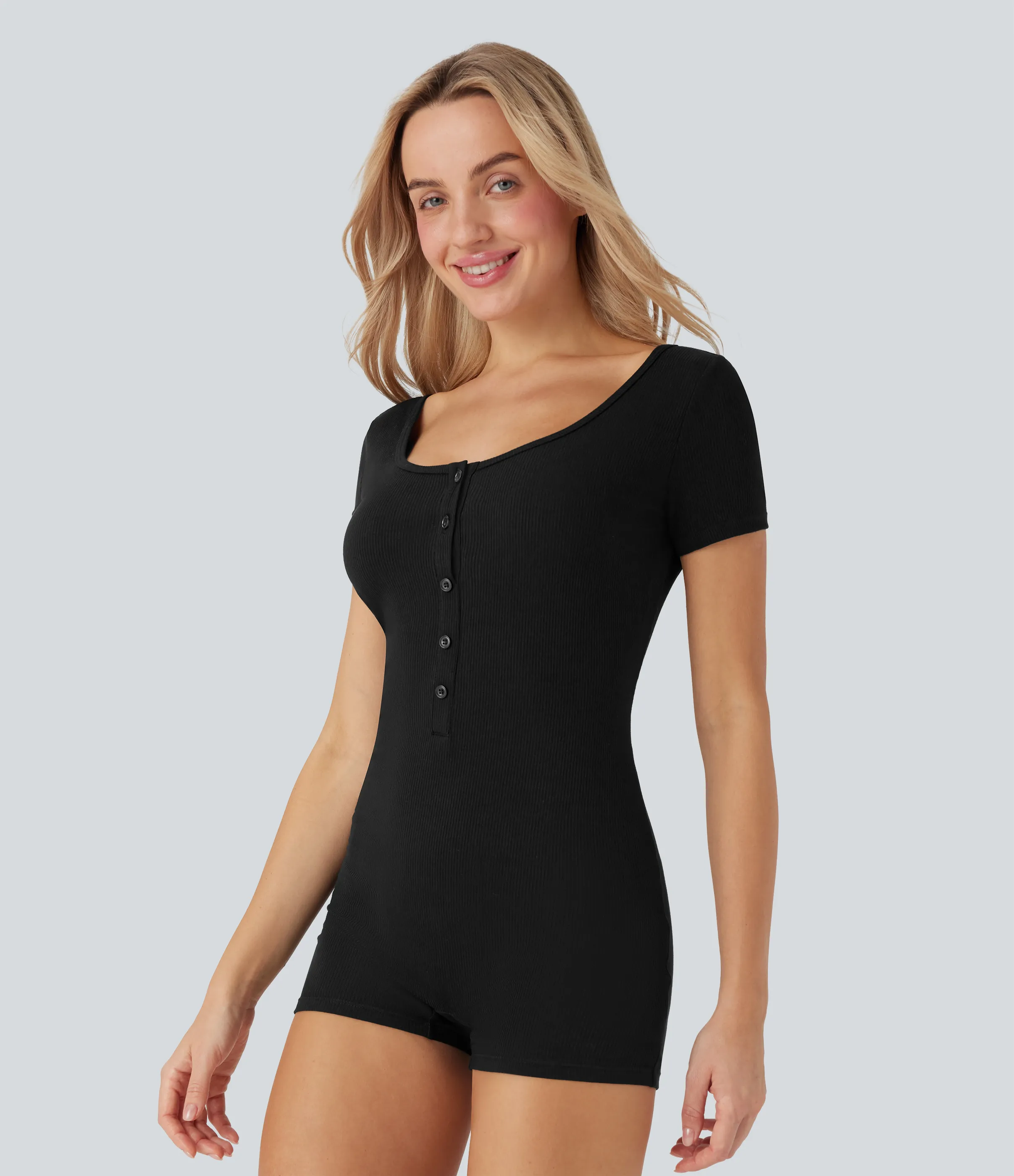 Halara Mono casual de manga corta con cuello henley - Black - XL(regular) sold by Halara product image thumbnail 4