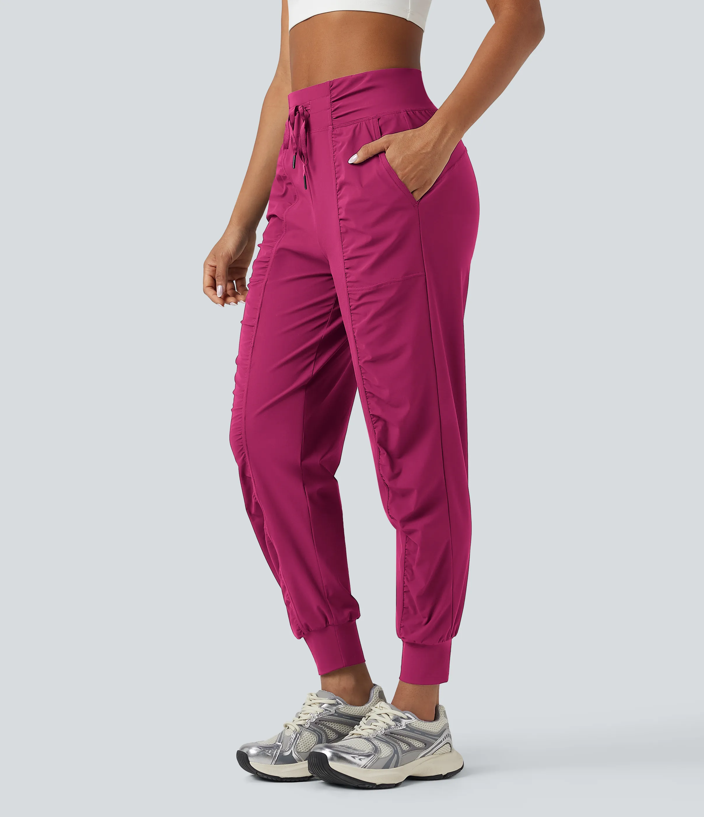 Halara Joggers de baile de tiro alto ajustado con fruncido de secado rápido y con bolsillos - Vivacious - XS(regular) sold by Halara product image thumbnail 4