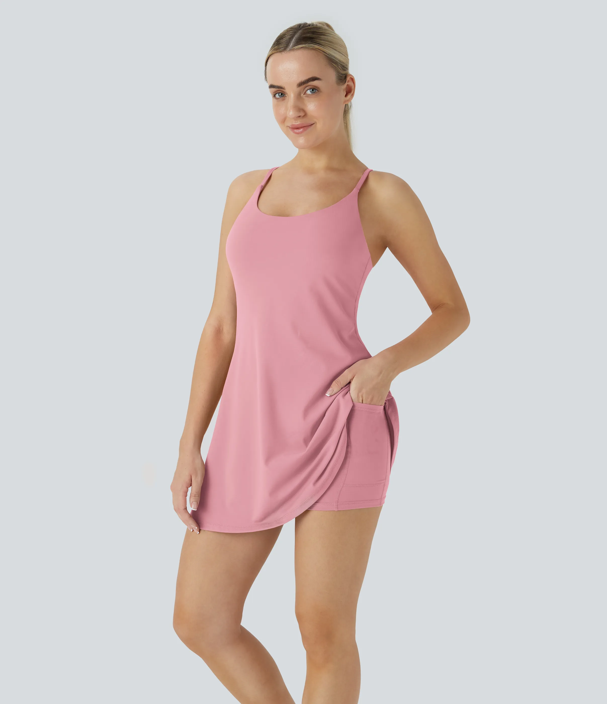 Halara Vestido deportivo SoftlyZero™ Plush afelpado sin espalda en copas D-F - Lemonade Pink - M sold by Halara product image thumbnail 4