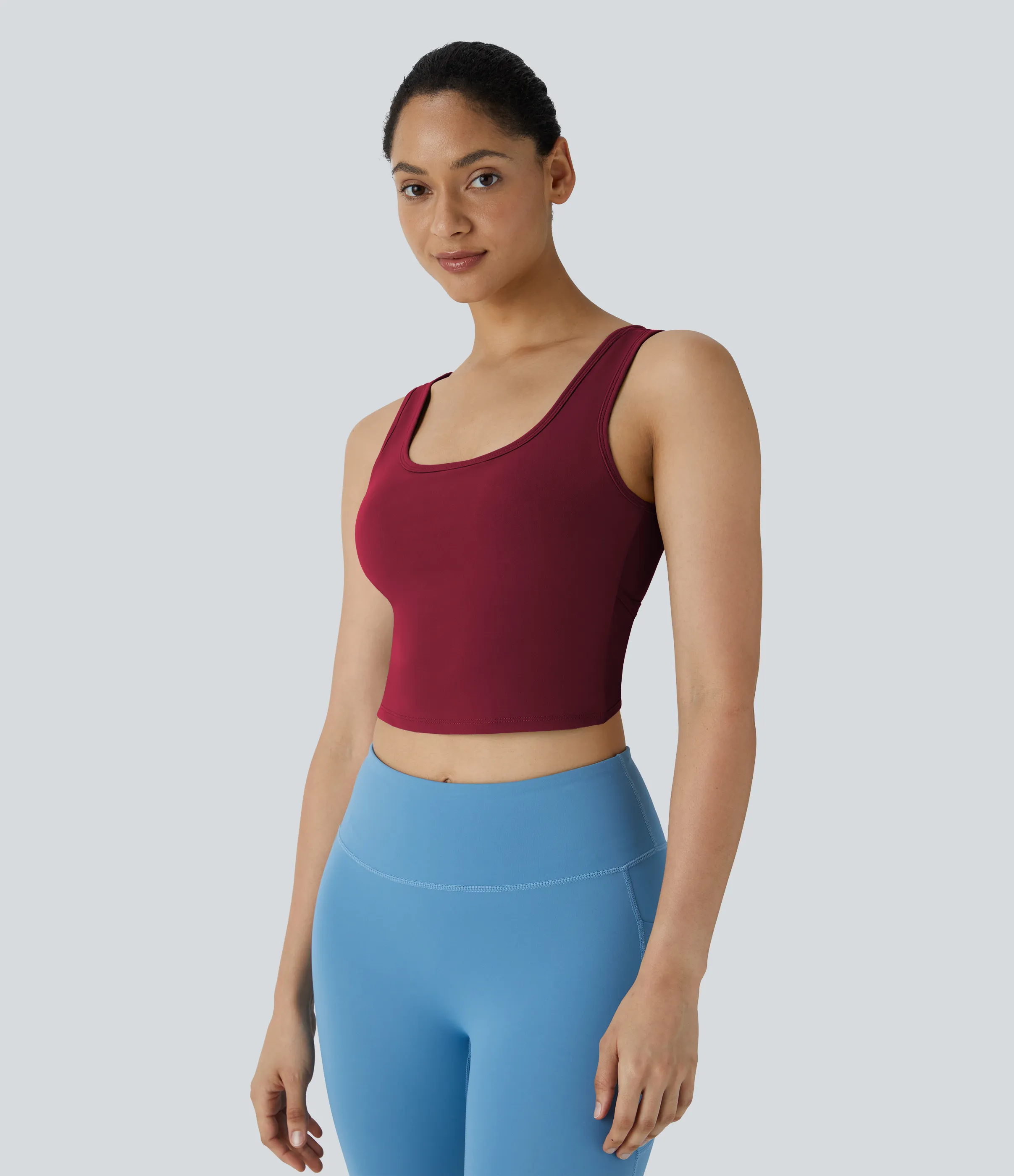 Halara Top de ballet o baile cruzado con escote en U en copas D-F - Deep Wine - XS sold by Halara product image thumbnail 3