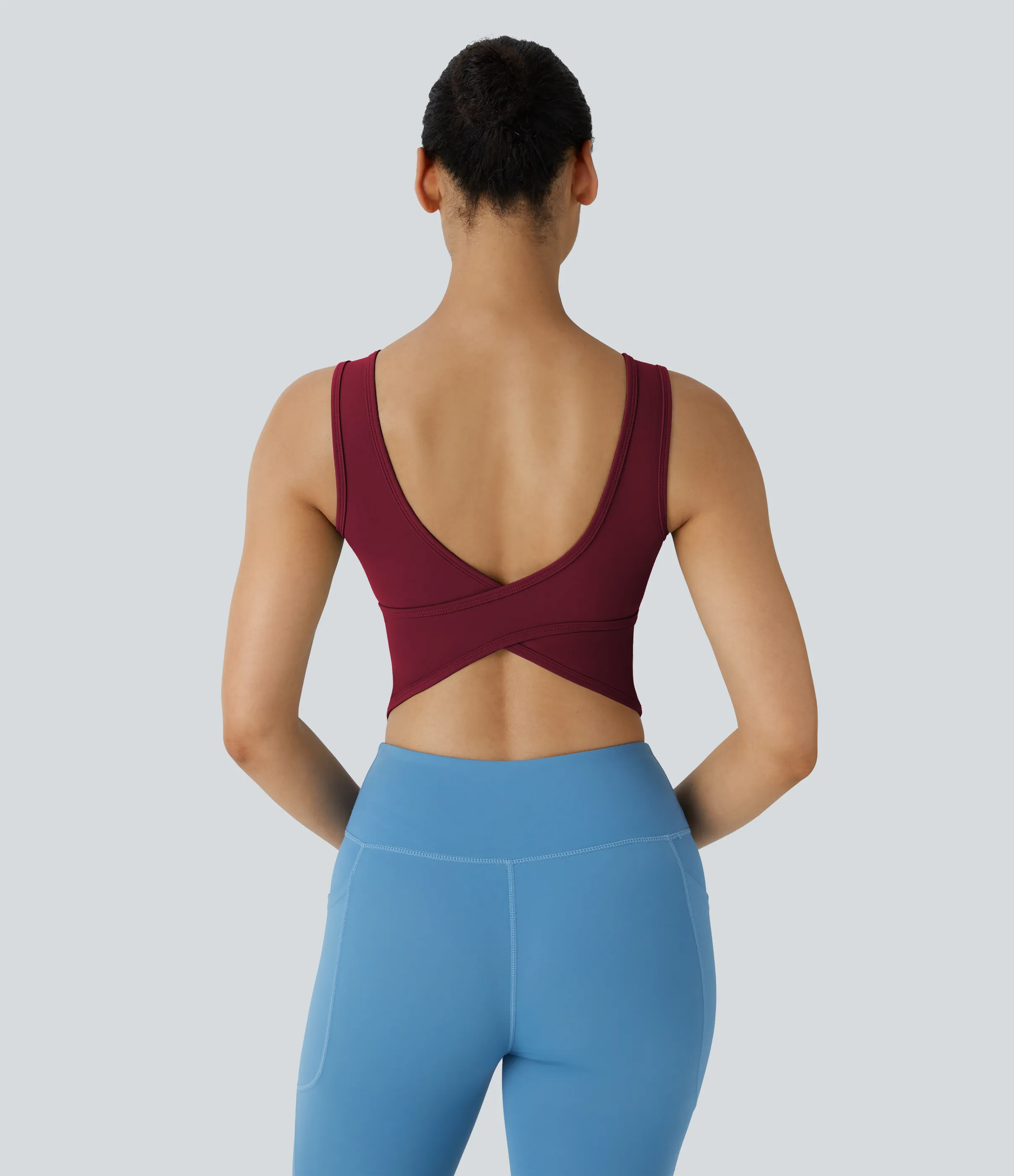 Halara Top de ballet o baile cruzado con escote en U en copas D-F - Deep Wine - XS sold by Halara product image thumbnail 4