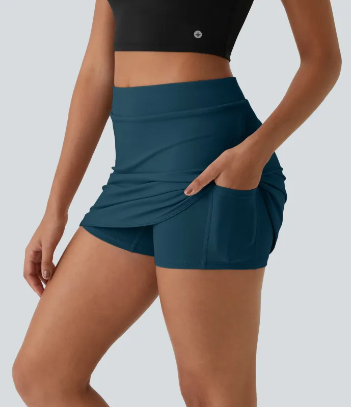 Halara Mini Falda golf 2 en 1 tiro alto bolsillo lateral Everyday-Clarity - Majolica Blue - XS made by Halara