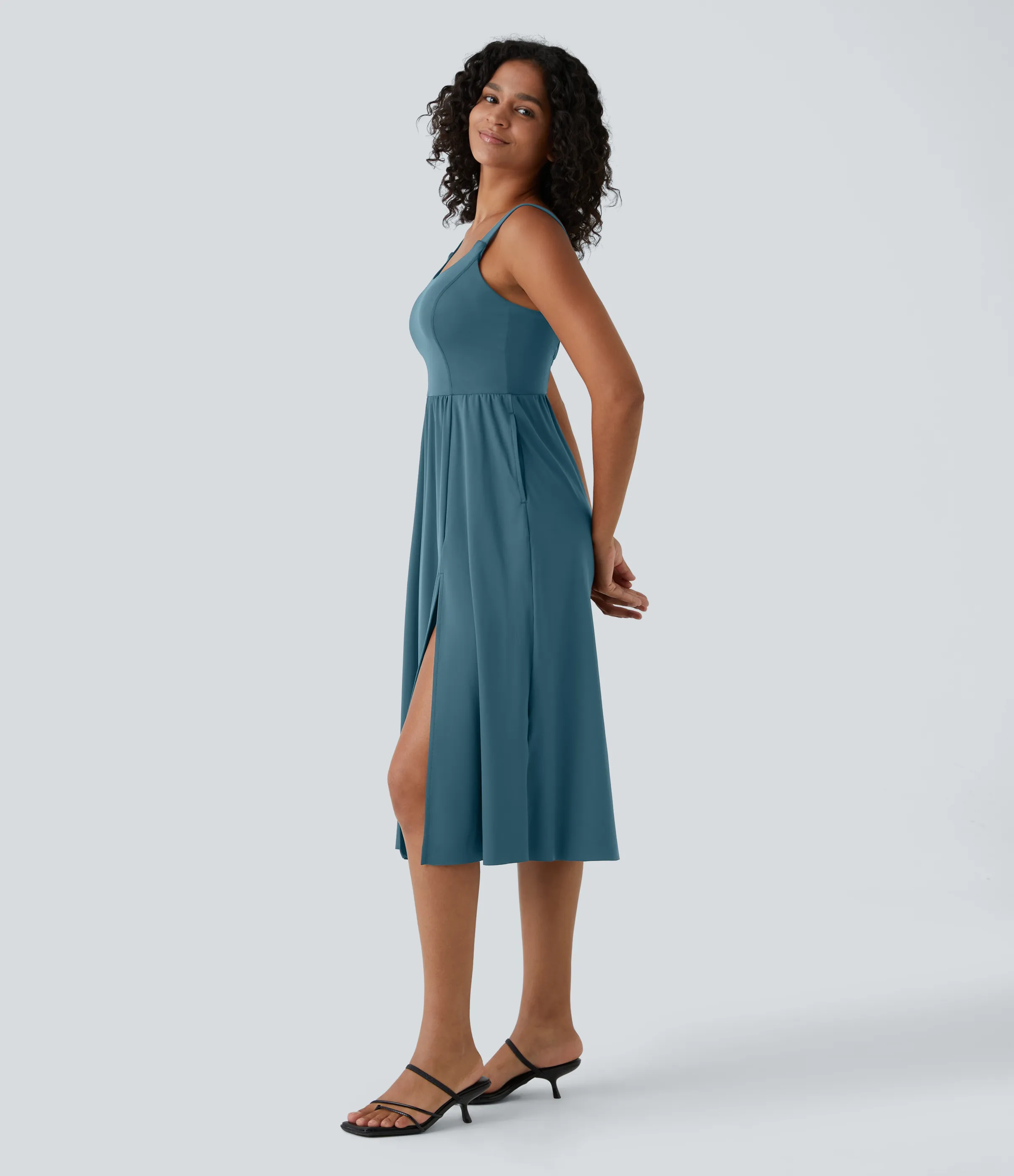 Halara Vestido casual midi con relleno en copas D-F - Majolica Blue - M sold by Halara product image thumbnail 4