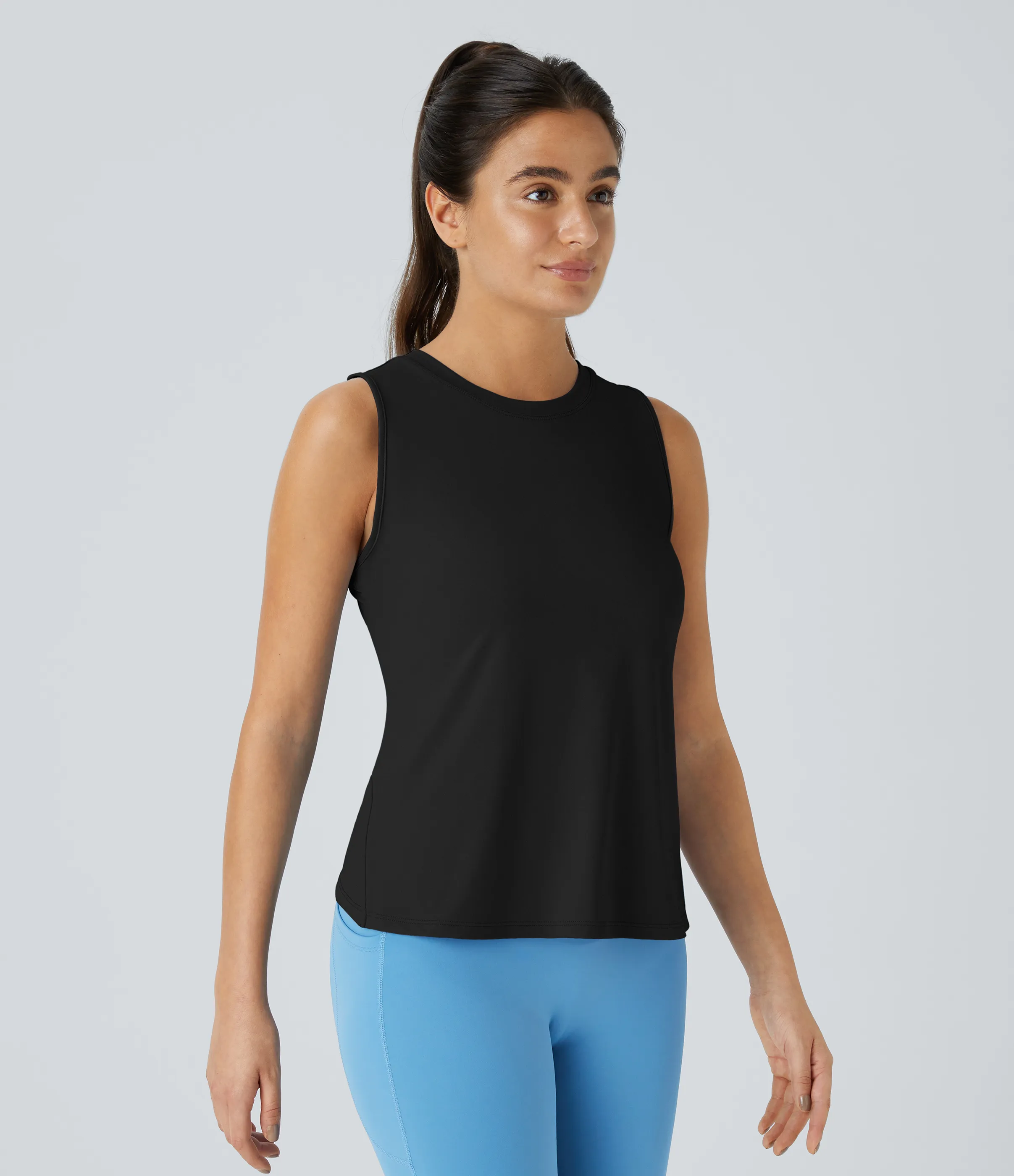 Halara Camiseta sin mangas yoga unicolor dobladillo cruzado abertura - Black - L sold by Halara product image thumbnail 4