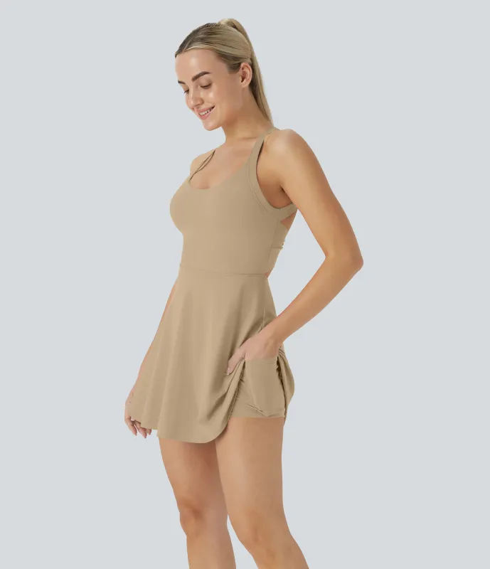 Halara Vestido Softlyzero™ Airy deportivo activo baile tacto fresco sin espalda retorcido - Edición Easy Peezy - Curds & Whey - XL sold by Halara