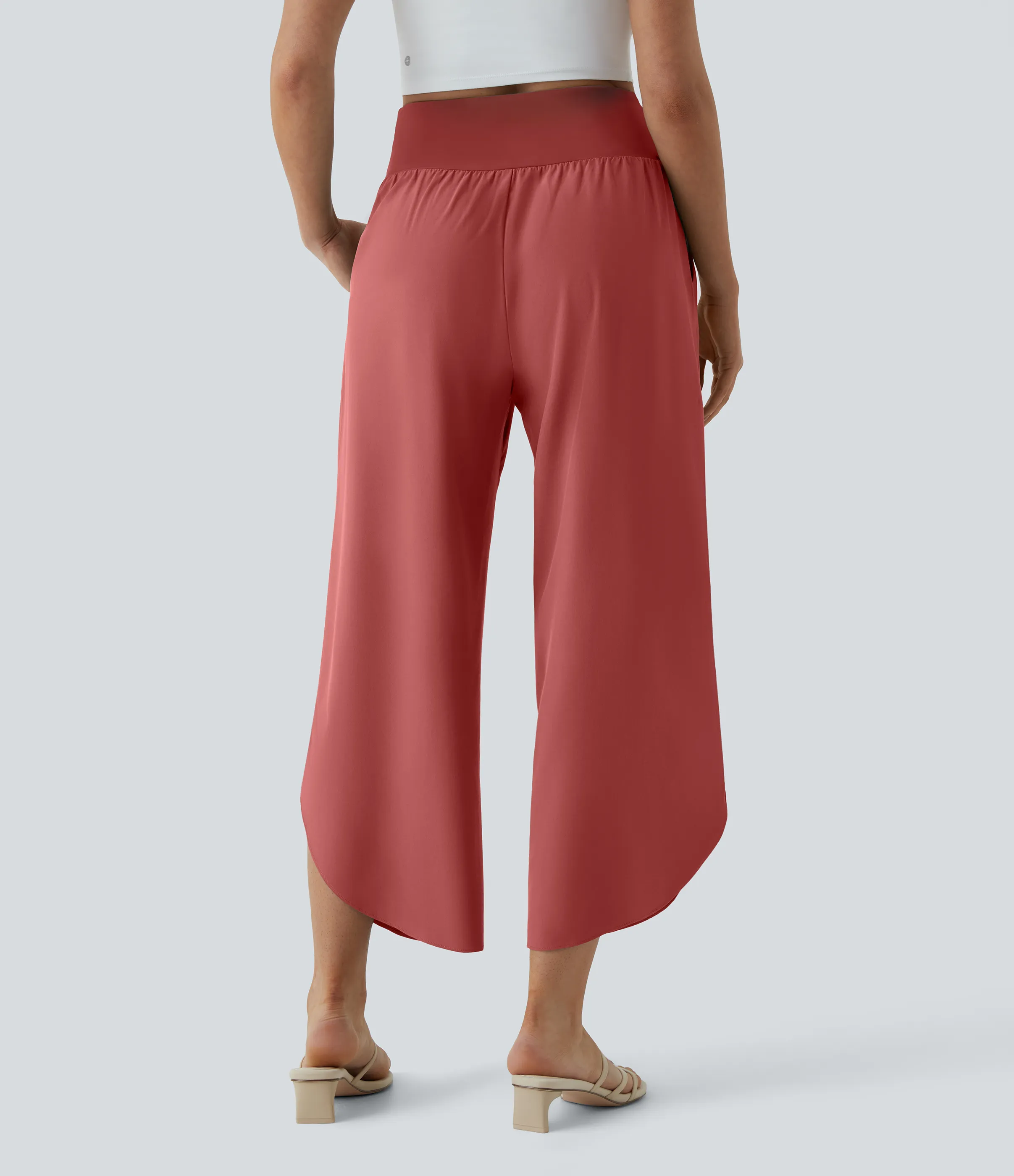 Halara Pantalón Breezeful™ Resort secado rápido abertura bolsillo lateral plisado cruzado tiro alto - Kapok Red - S(regular) sold by Halara product image thumbnail 3