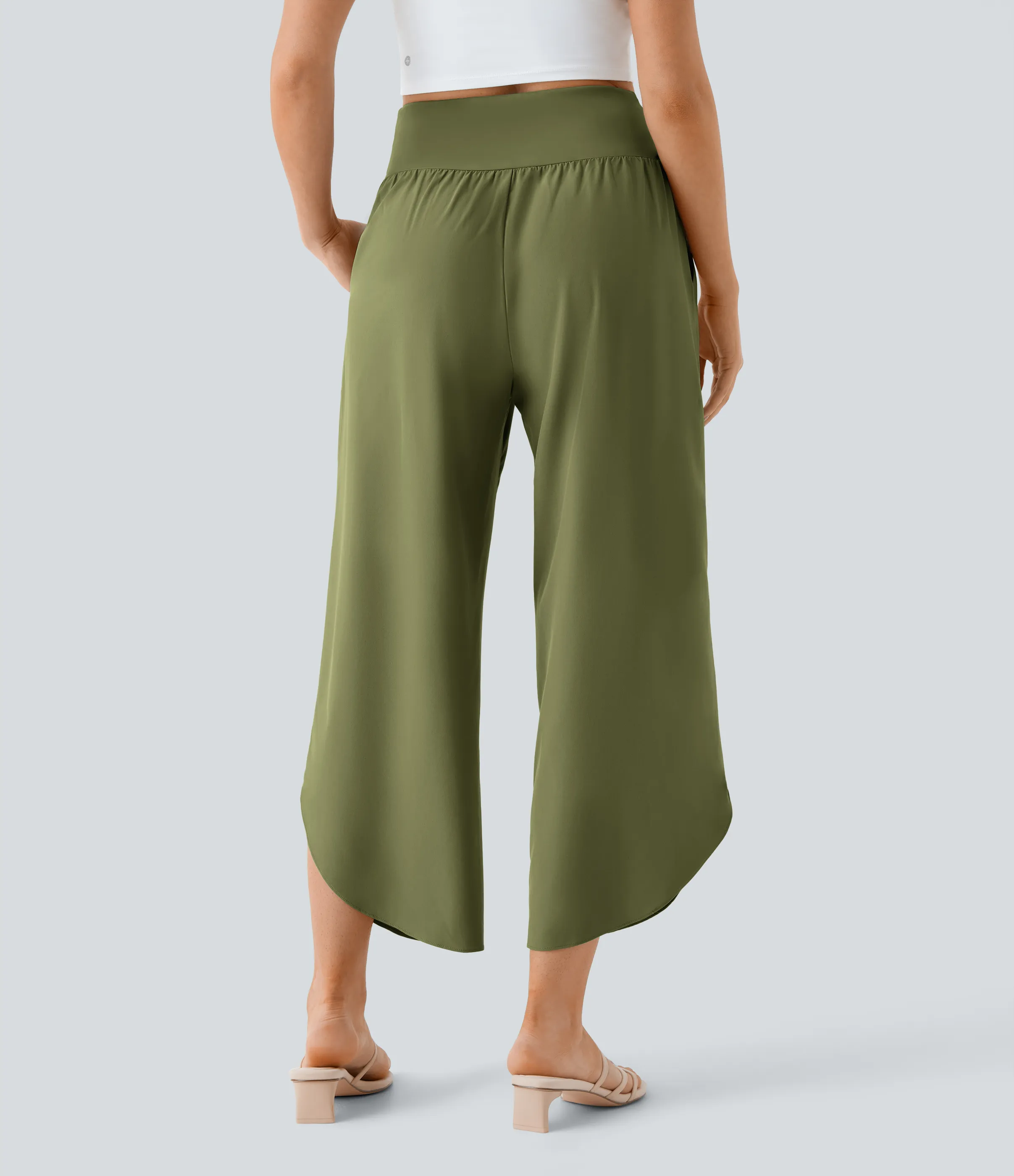 Halara Pantalón Breezeful™ Resort secado rápido abertura bolsillo lateral plisado cruzado tiro alto - Sphagnum - XL(regular) sold by Halara product image thumbnail 3