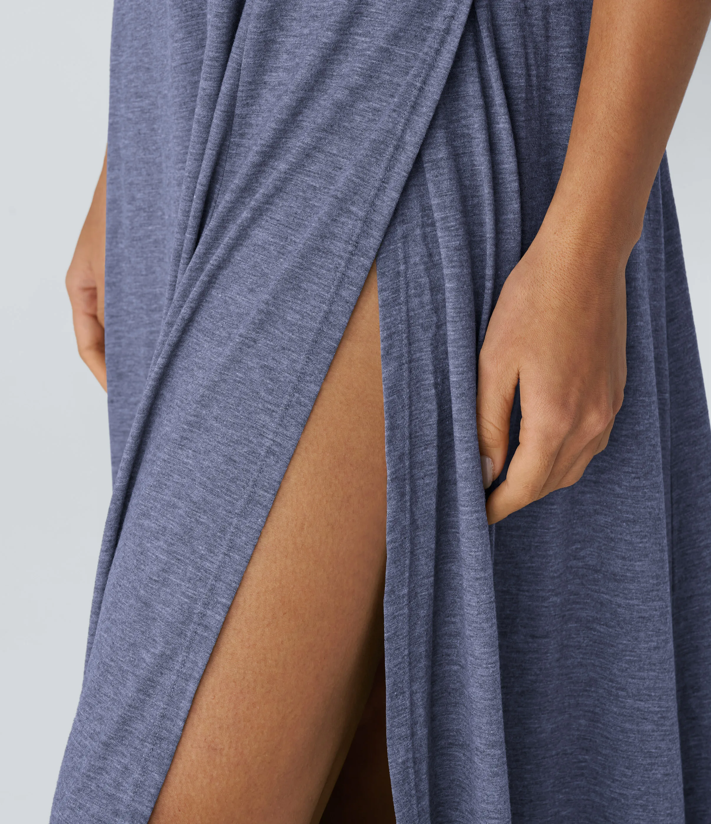 Halara Vestido sin mangas largo fluido dividido sin espalda cuello U - Mottled Indigo - S sold by Halara product image thumbnail 5