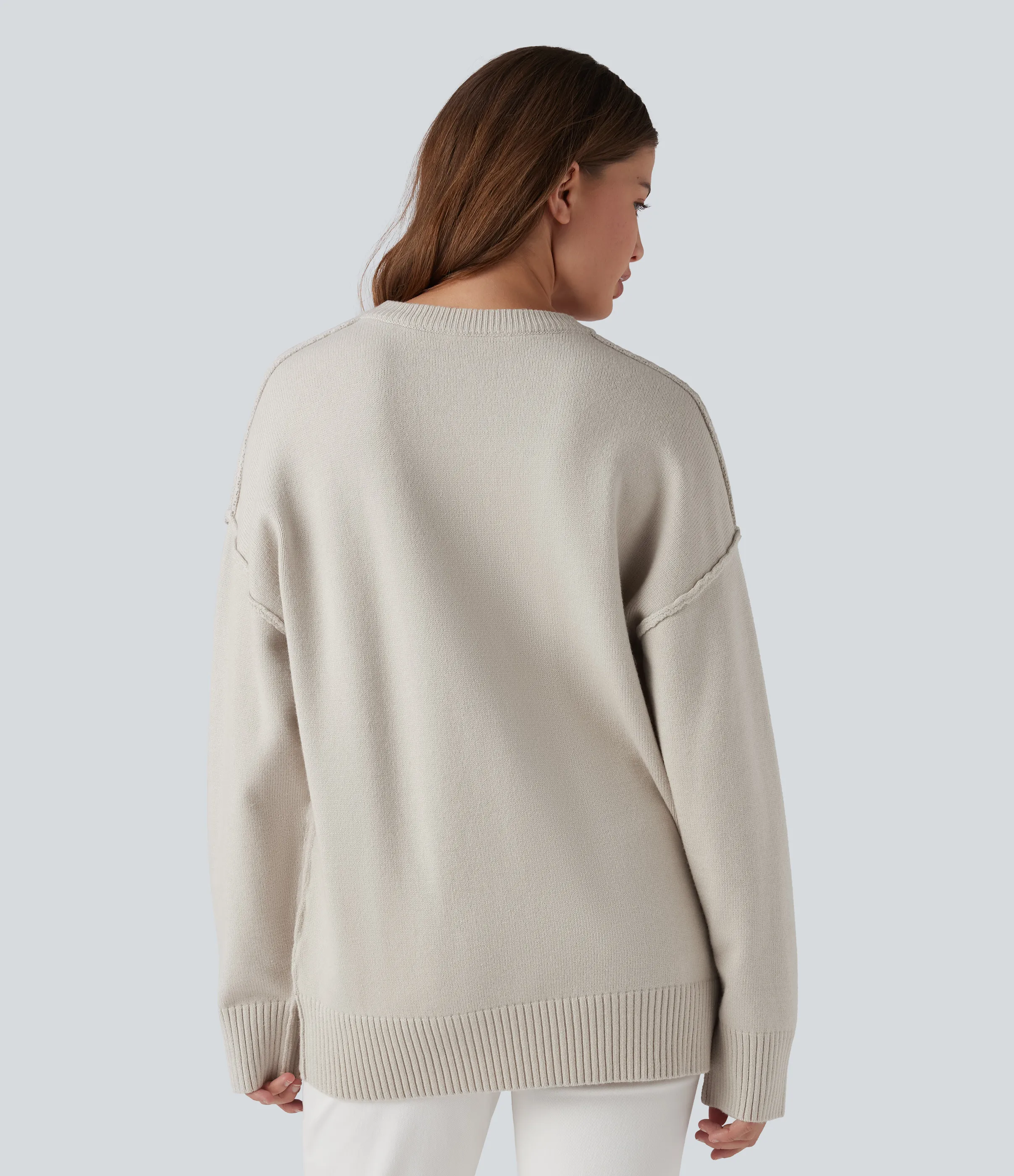 Halara Suéter manga larga hombro caído cuello redondo - Silver Birch - M sold by Halara product image thumbnail 3