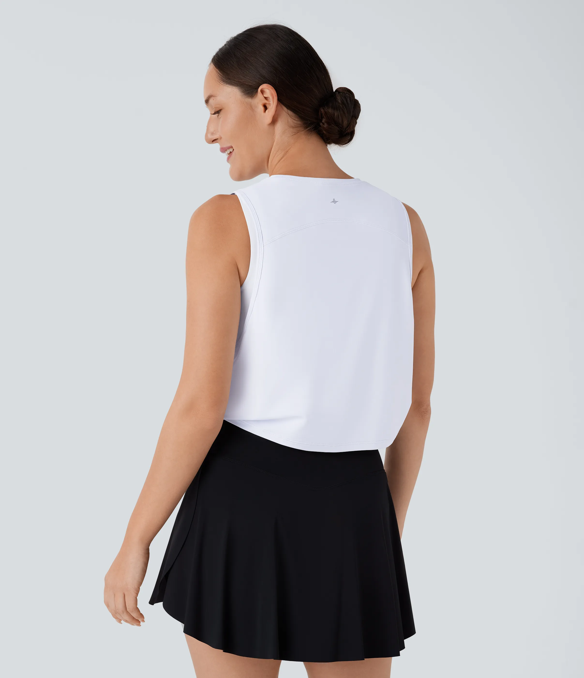 Halara Camiseta sin mangas corta pickleball cuello redondo dobladillo retorcido curvado - White - L sold by Halara product image thumbnail 3