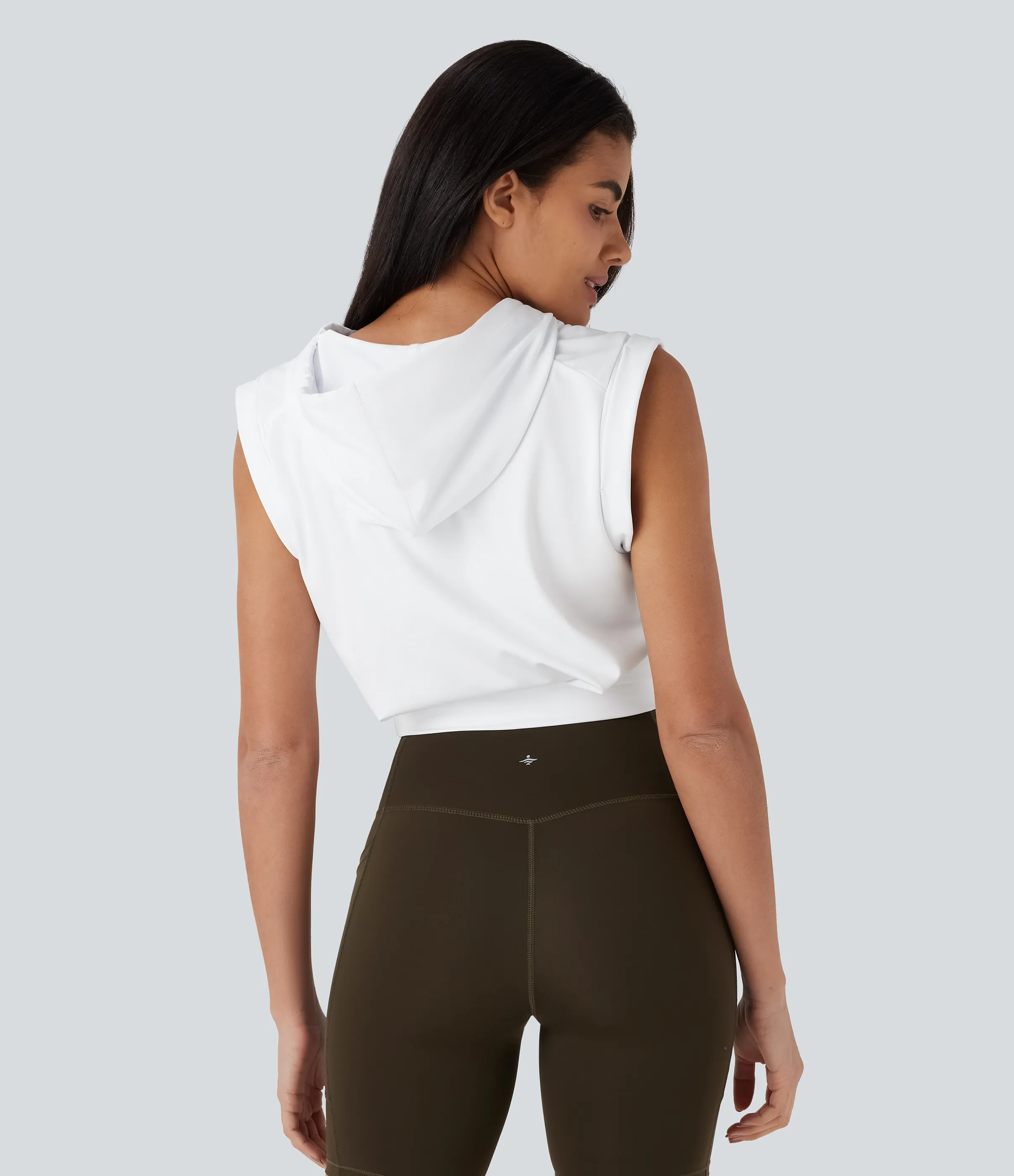 Halara Top corto capucha manga corta cordón ajustable - White - XL sold by Halara product image thumbnail 3