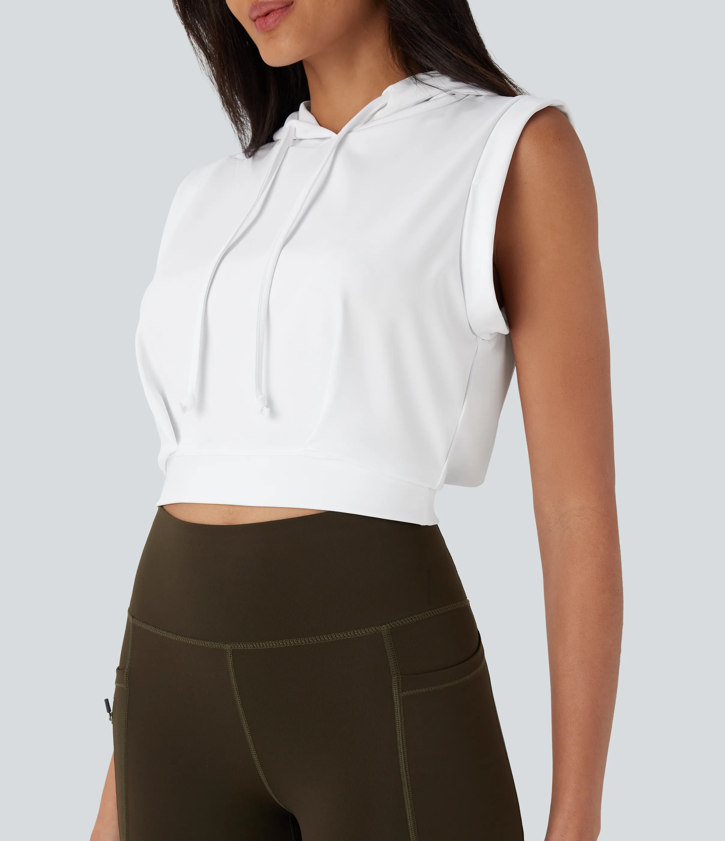 Halara Top corto capucha manga corta cordón ajustable - White - XL sold by Halara product image thumbnail 5