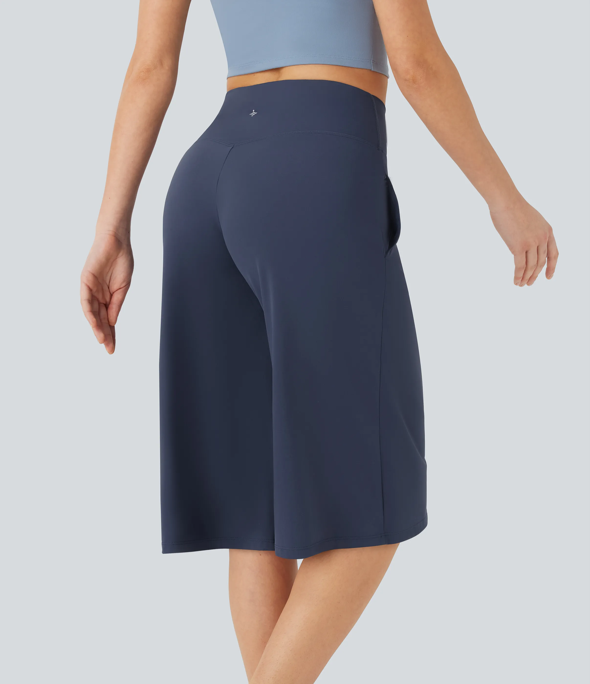 Halara Pantalones de yoga Softlyzero™ Airy de tiro alto cruzado con bolsillos en tacto frío - Mood Indigo - M sold by Halara product image thumbnail 3