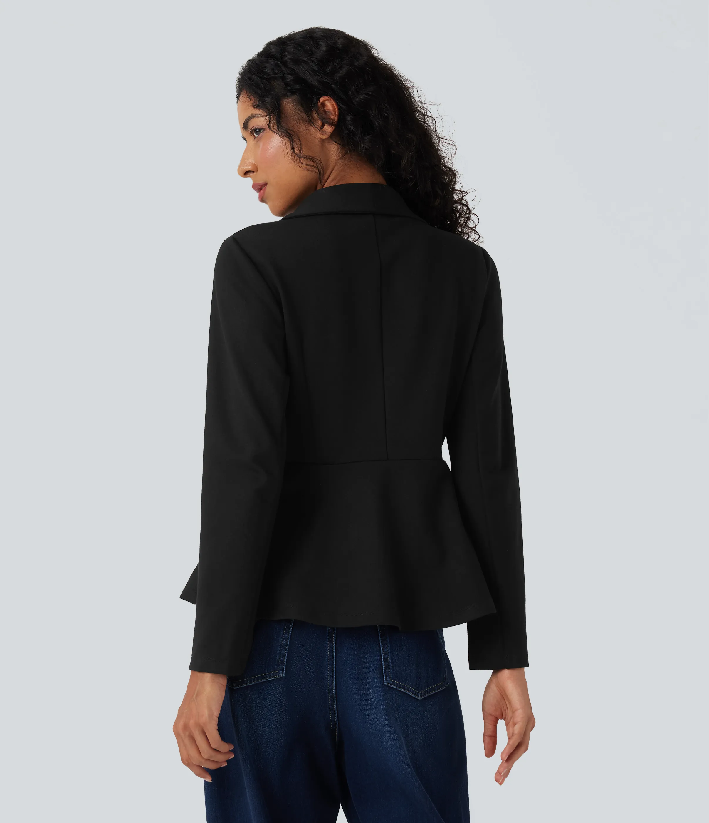 Halara Blazer de oficina de manga larga con cuello tipo chal - Black - L sold by Halara product image thumbnail 3