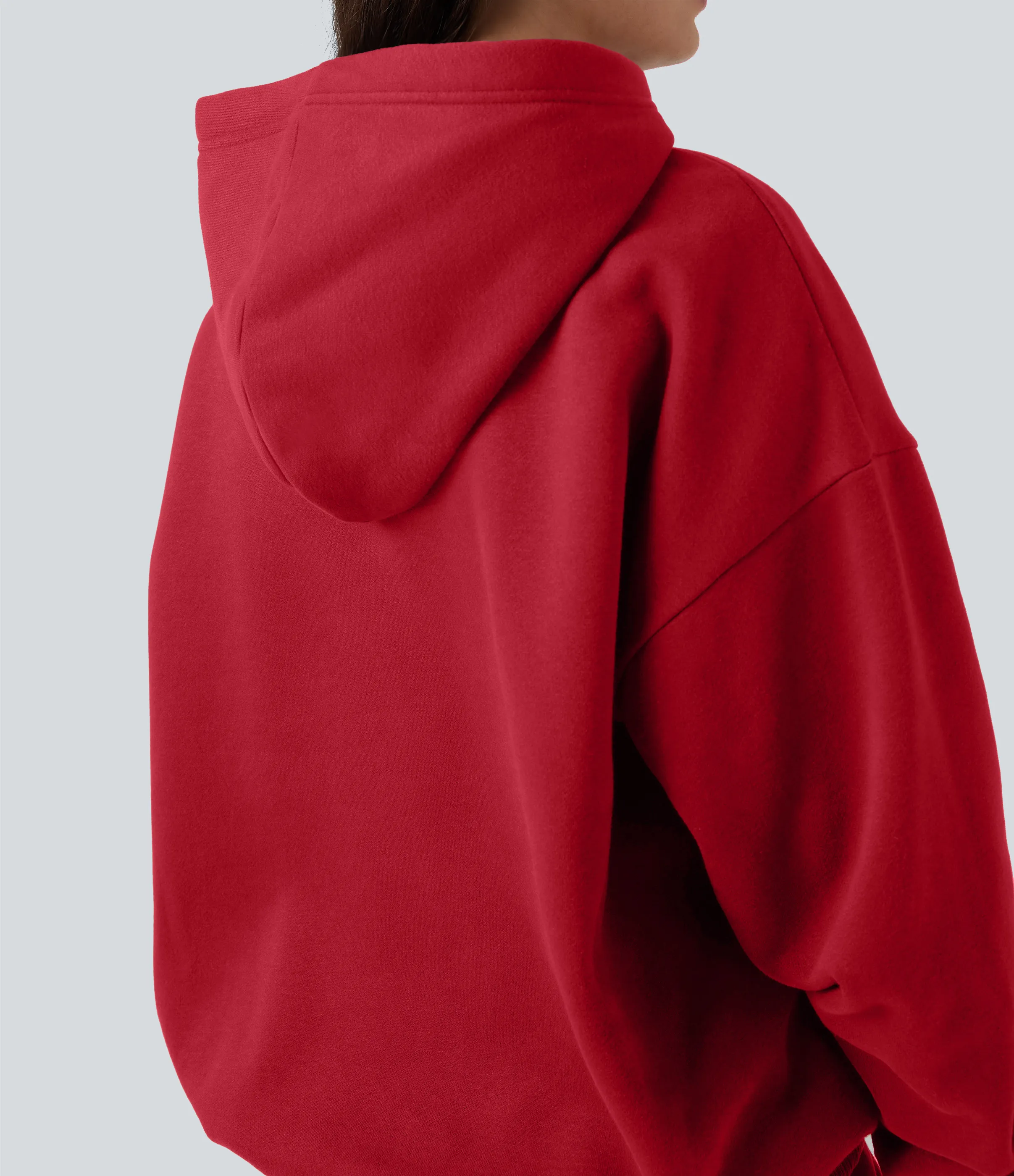 Halara Sudadera casual de algodón polar de manga larga con capucha y bolsillos - Salsa - M sold by Halara product image thumbnail 5