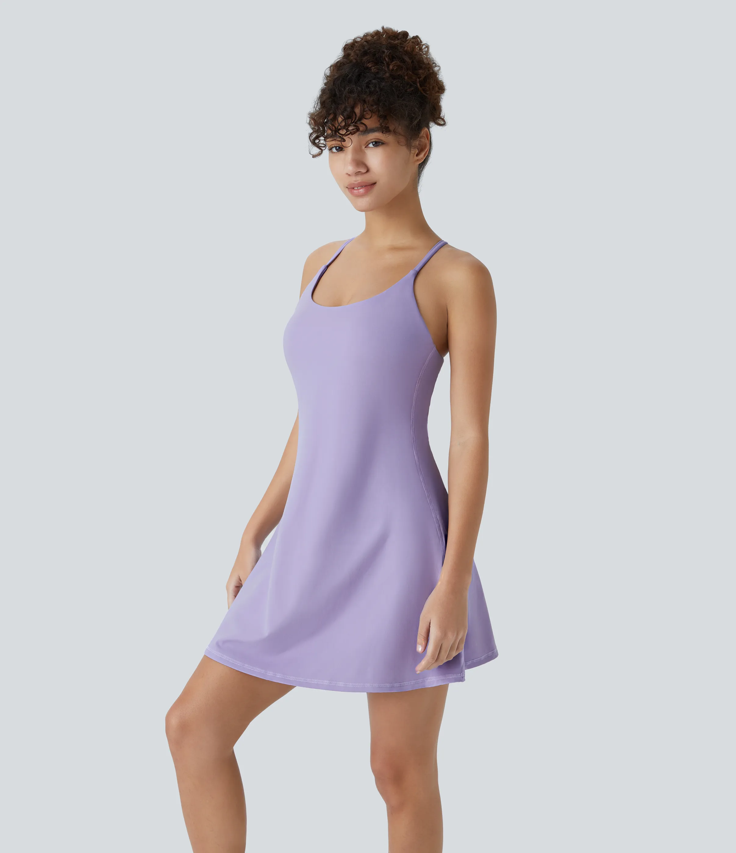 Halara Vestido deportivo SoftlyZero™ Plush afelpado sin espalda en copas D-F - Lavender - L sold by Halara product image thumbnail 4