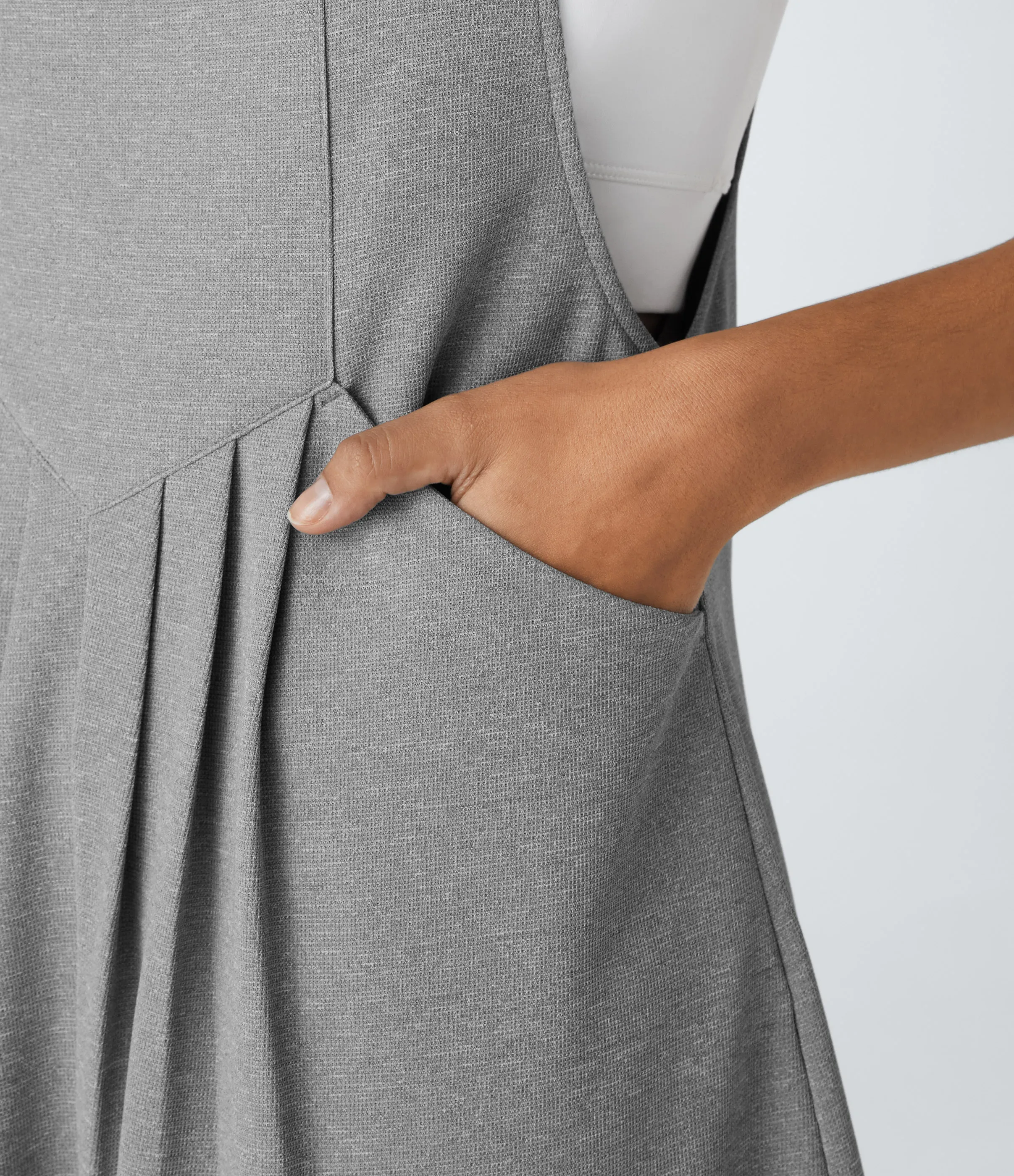 Halara Overol botón correa ajustable bolsillo múltiple gofre plisado - Waffle Gray - L sold by Halara product image thumbnail 5