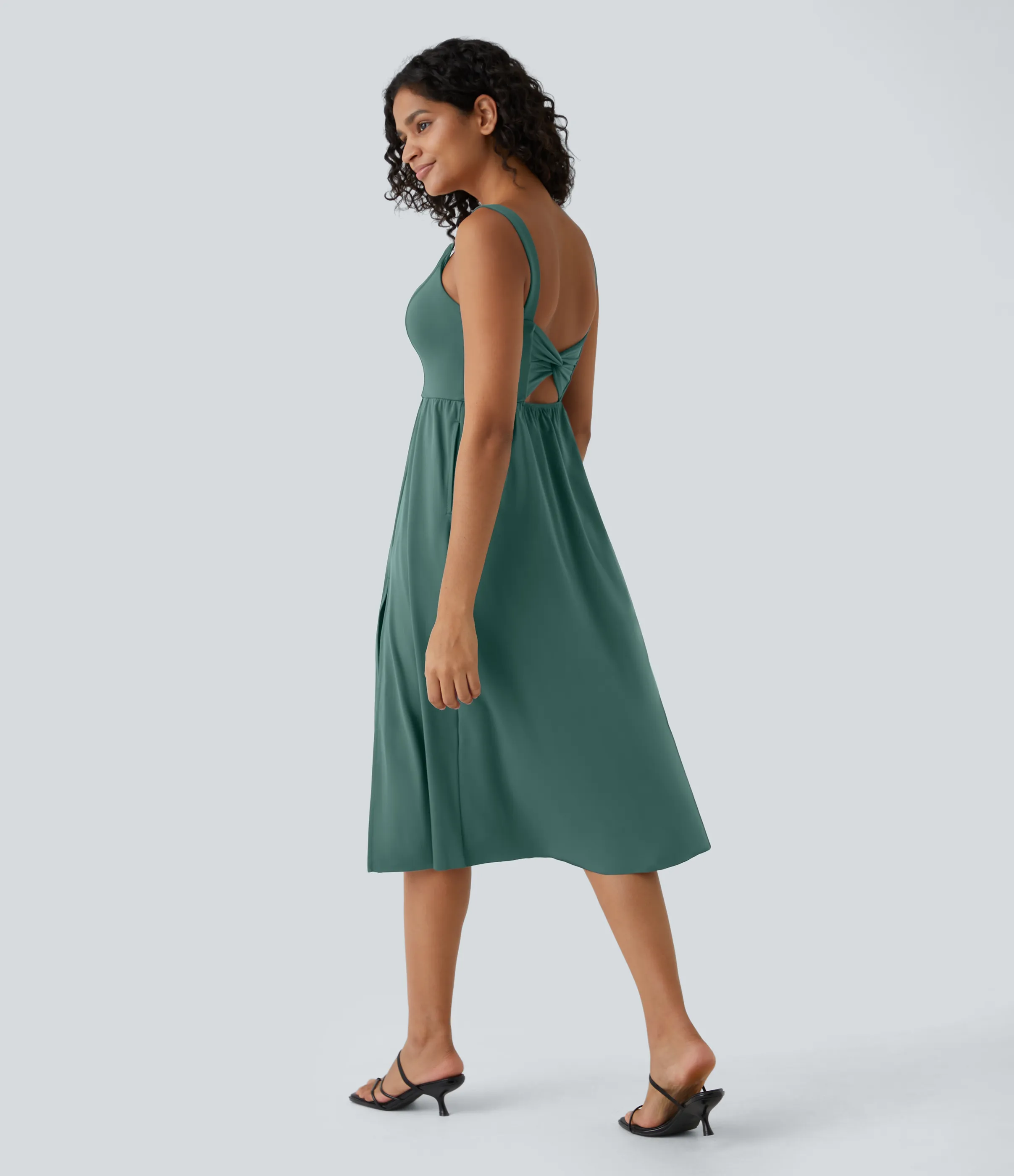 Halara Vestido casual midi con relleno en copas D-F - Blue Spruce - M sold by Halara product image thumbnail 3