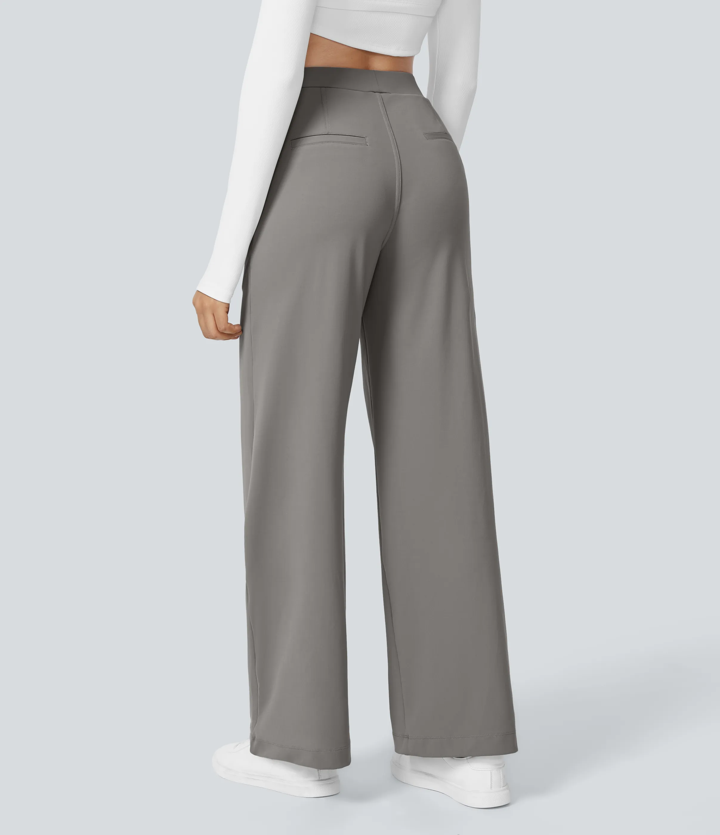 Halara Pantalón oficina pierna recta bolsillo lateral tiro alto pliegue - Silent Storm - M(ultratall) sold by Halara product image thumbnail 2