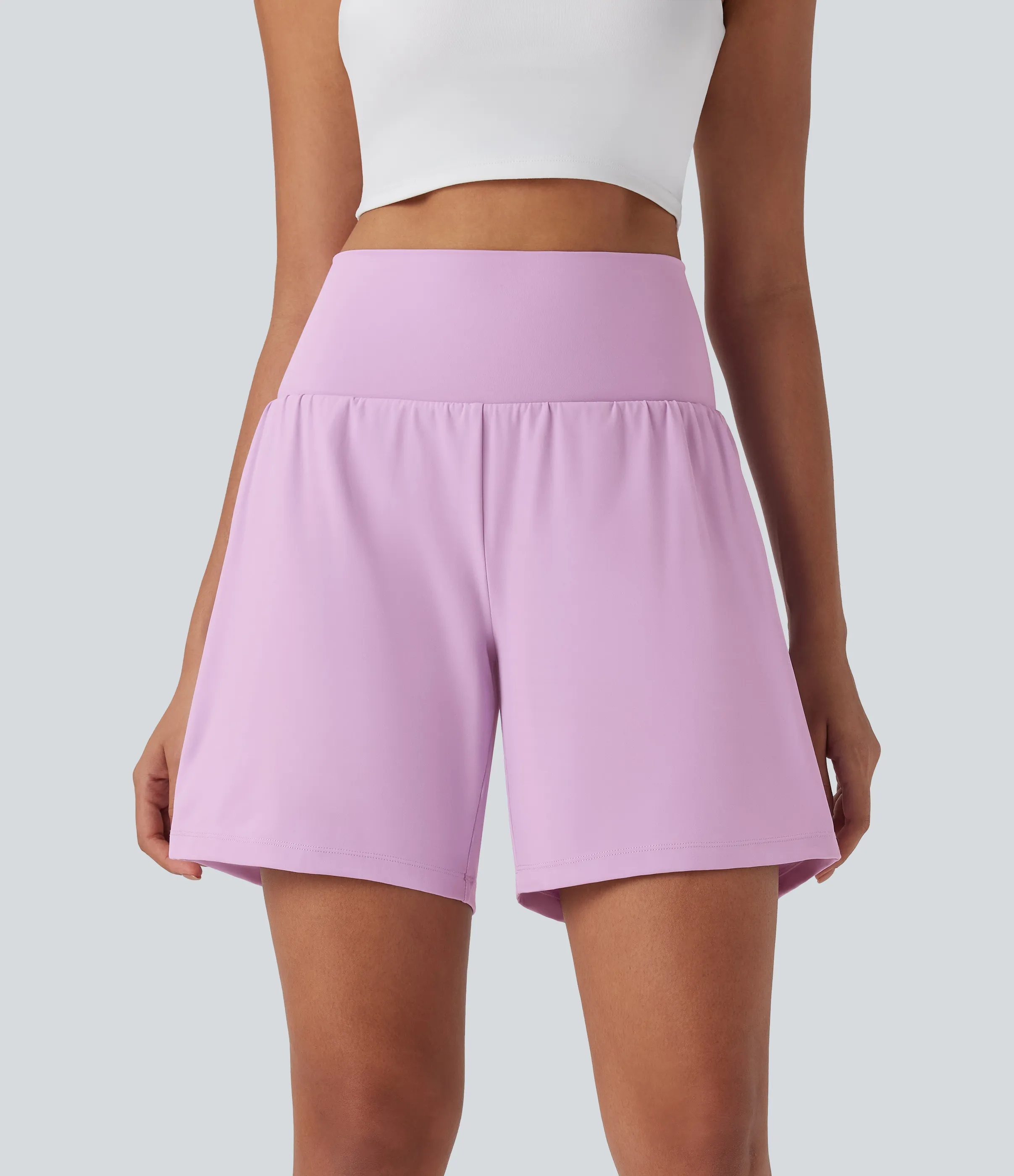 Halara Pantalones cortos de yoga Softlyzero™ Airy 2 en 1 de 17.5cm de tiro alto con tacto fresco y bolsillos - Orchid Bouquet - XS sold by Halara product image thumbnail 4