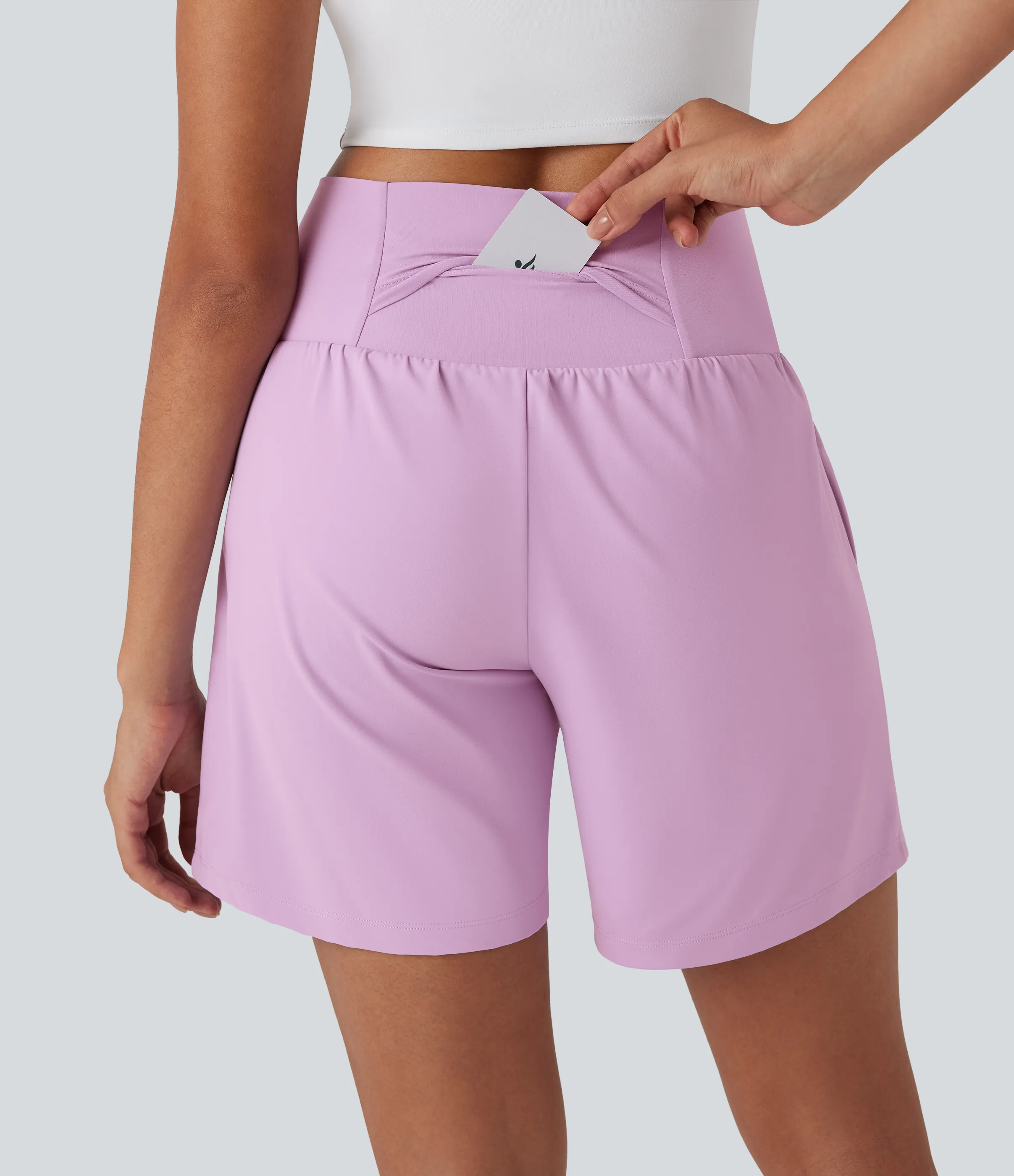 Halara Pantalones cortos de yoga Softlyzero™ Airy 2 en 1 de 17.5cm de tiro alto con tacto fresco y bolsillos - Orchid Bouquet - XS sold by Halara product image thumbnail 5