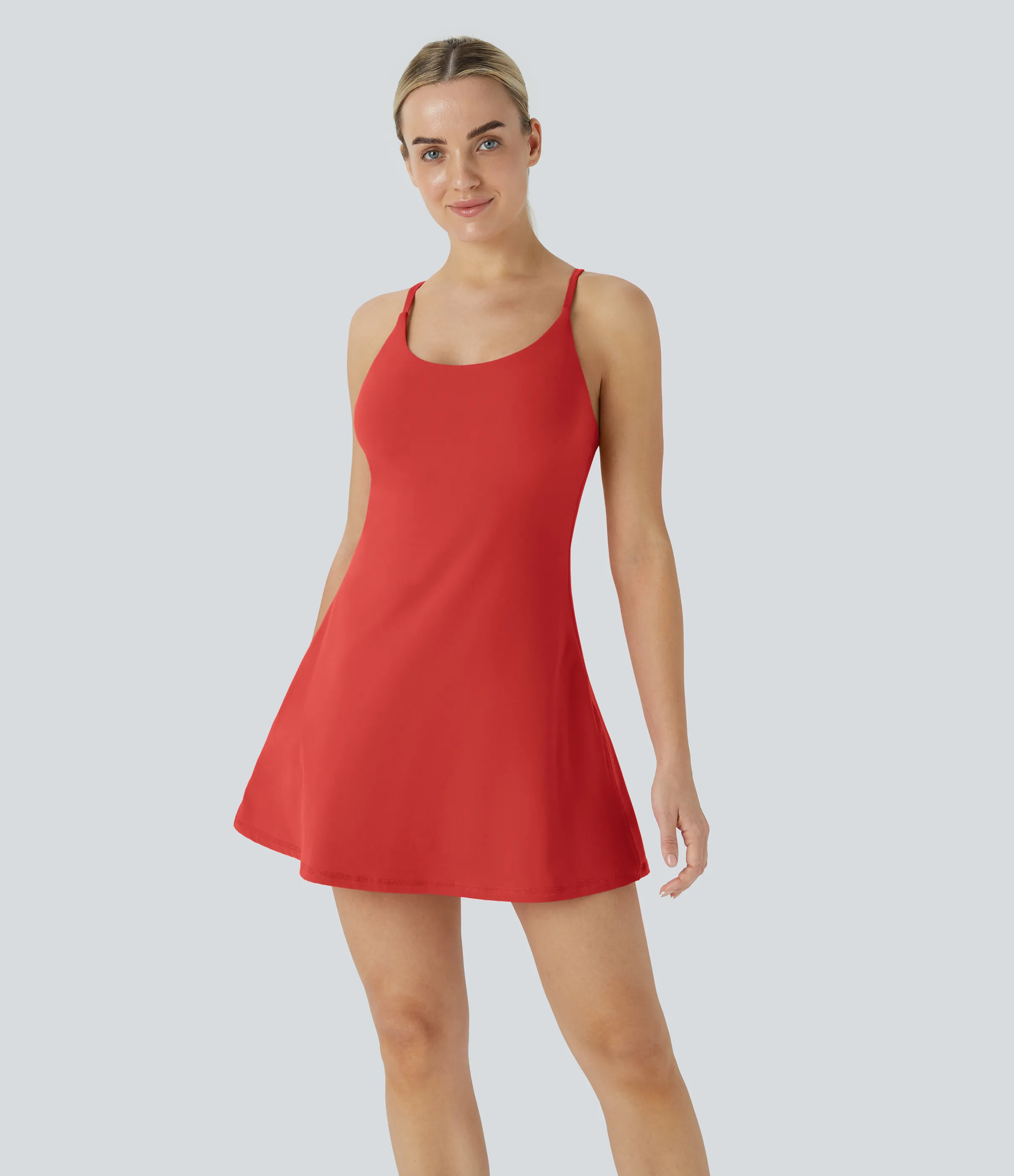 Halara Vestido deportivo SoftlyZero™ Plush afelpado sin espalda en copas D-F - Poinsettia - XS sold by Halara product image thumbnail 2