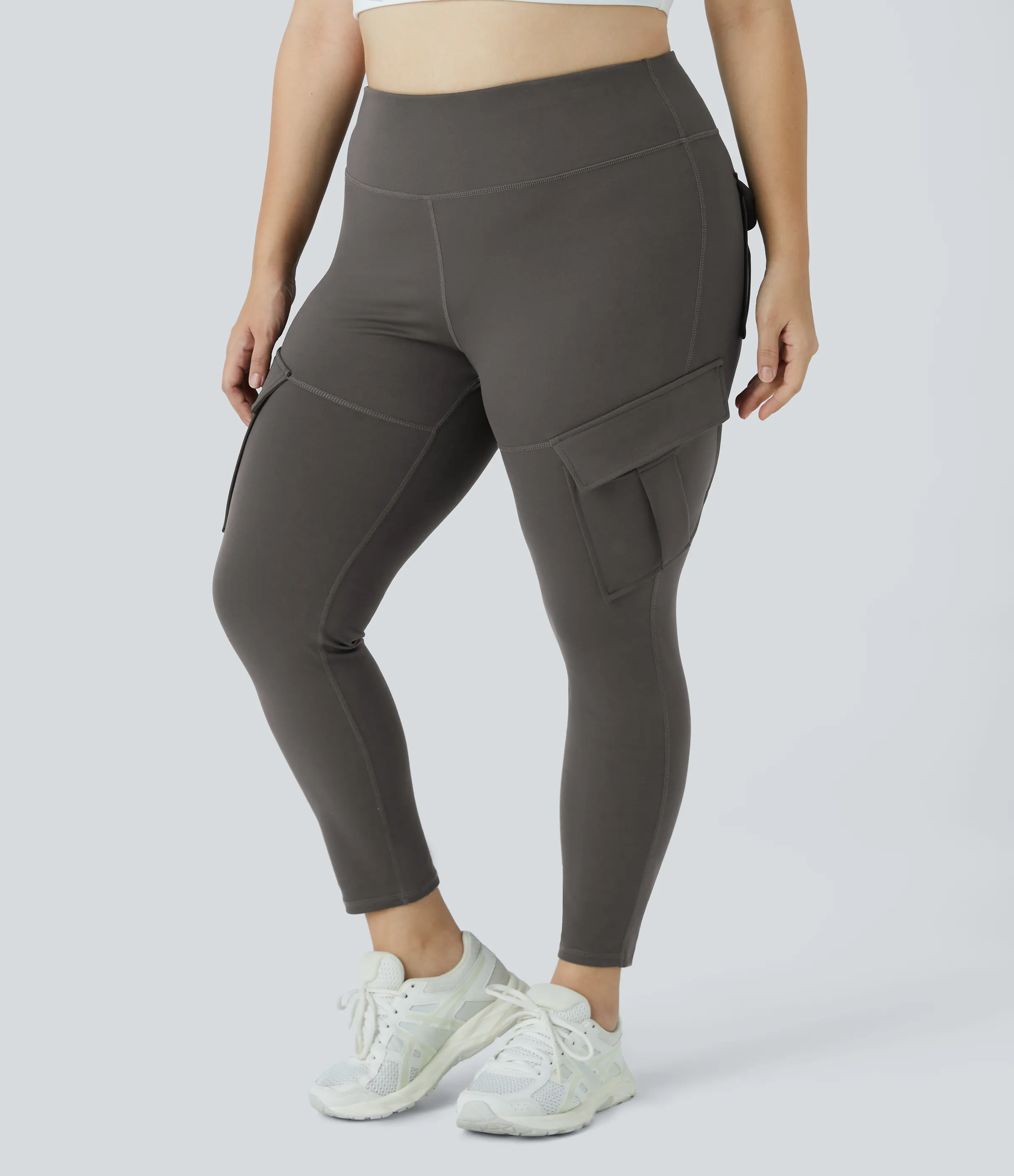Halara Leggings yoga ajustado bolsillo cargo tiro alto talla grande 7/8 - Deep Red Grey - 2X sold by Halara product image thumbnail 4