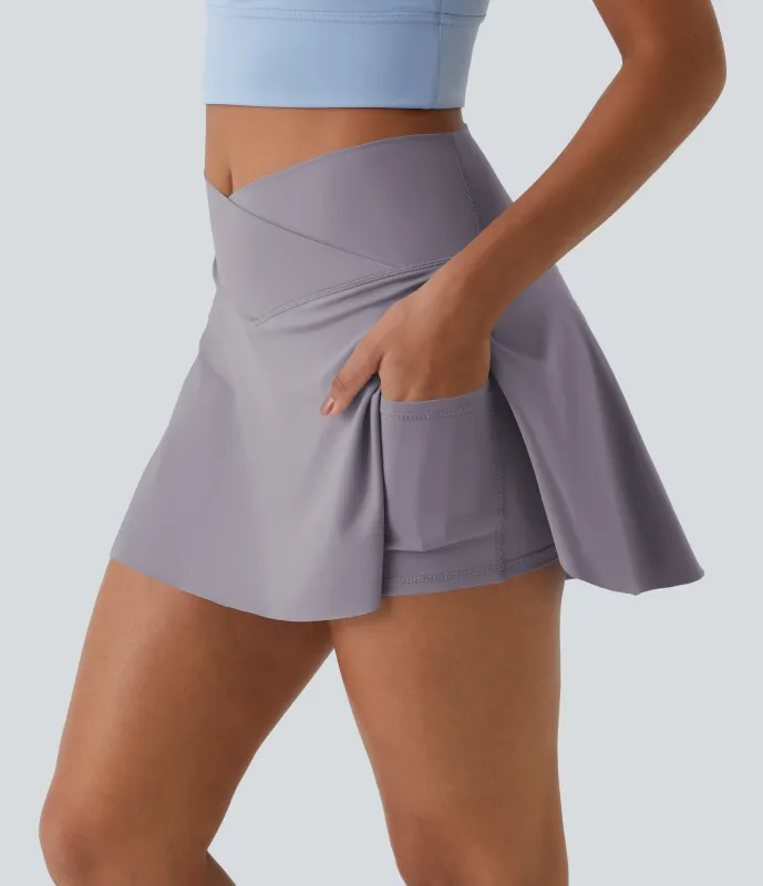 Halara Minifalda tenis Softlyzero™ Airy Crossover 2 en 1 bolsillo lateral tacto fresco tacto suave diario Lucid-UPF 50+ - Minimal Gray - S sold by Halara