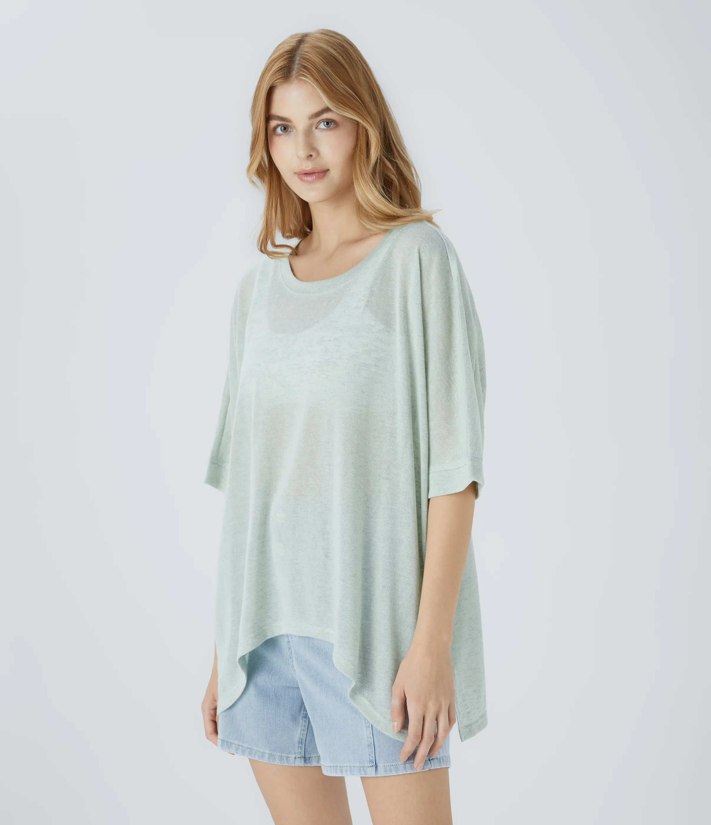 Halara Top extragrande transparente dobladillo dividido asimétrico - Chalk Blue - L sold by Halara product image thumbnail 4
