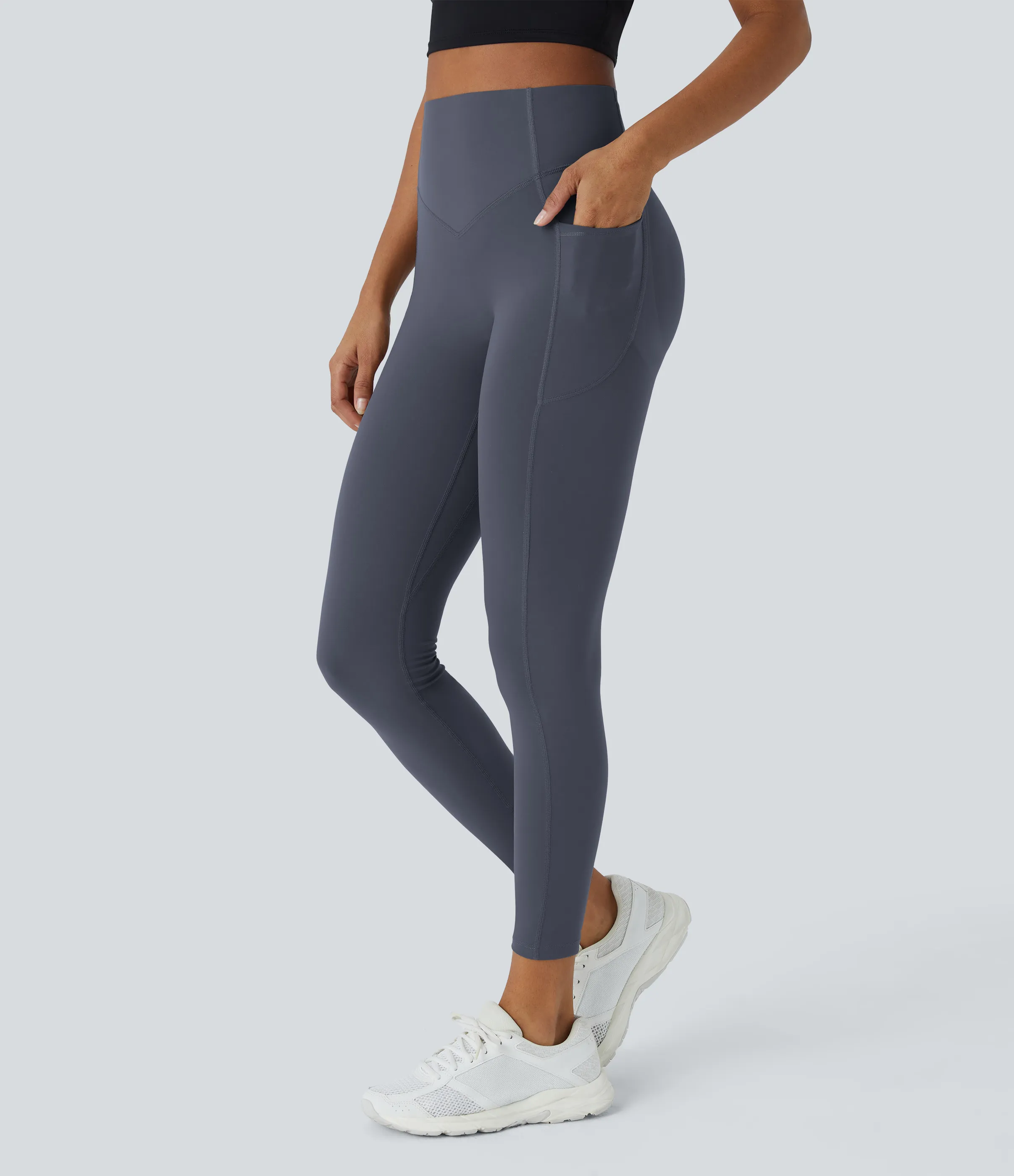 Halara Leggings SoCinched UltraSculpt entrenamiento moldeador bolsillo lateral control abdomen tiro alto - Silent Blue - XL(full_length) sold by Halara product image thumbnail 4