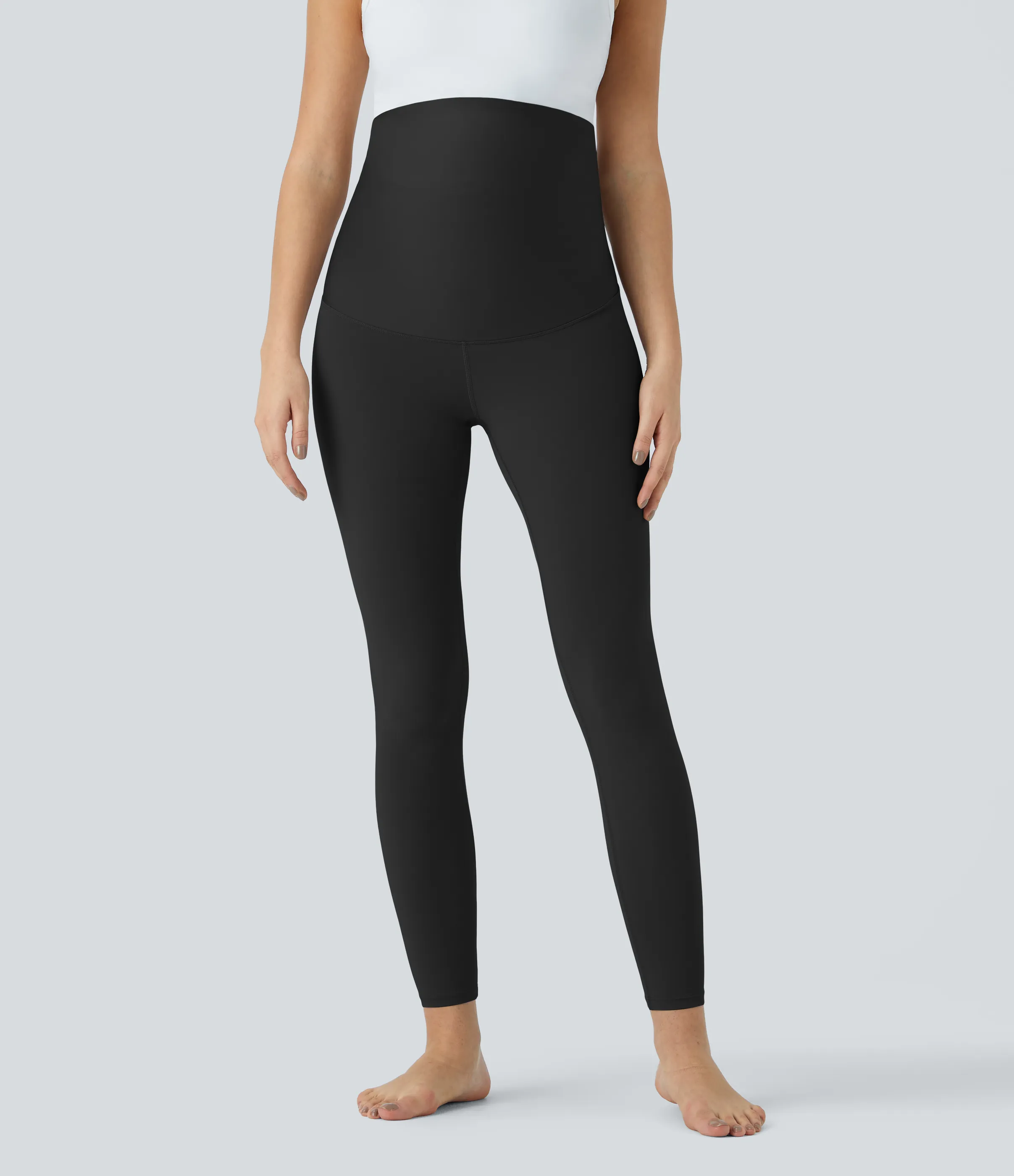 Halara Leggings premamá Softlyzero™ yoga tiro superalto 7/8 pulgada-UPF50+ - Black - L(7/8) sold by Halara product image thumbnail 4
