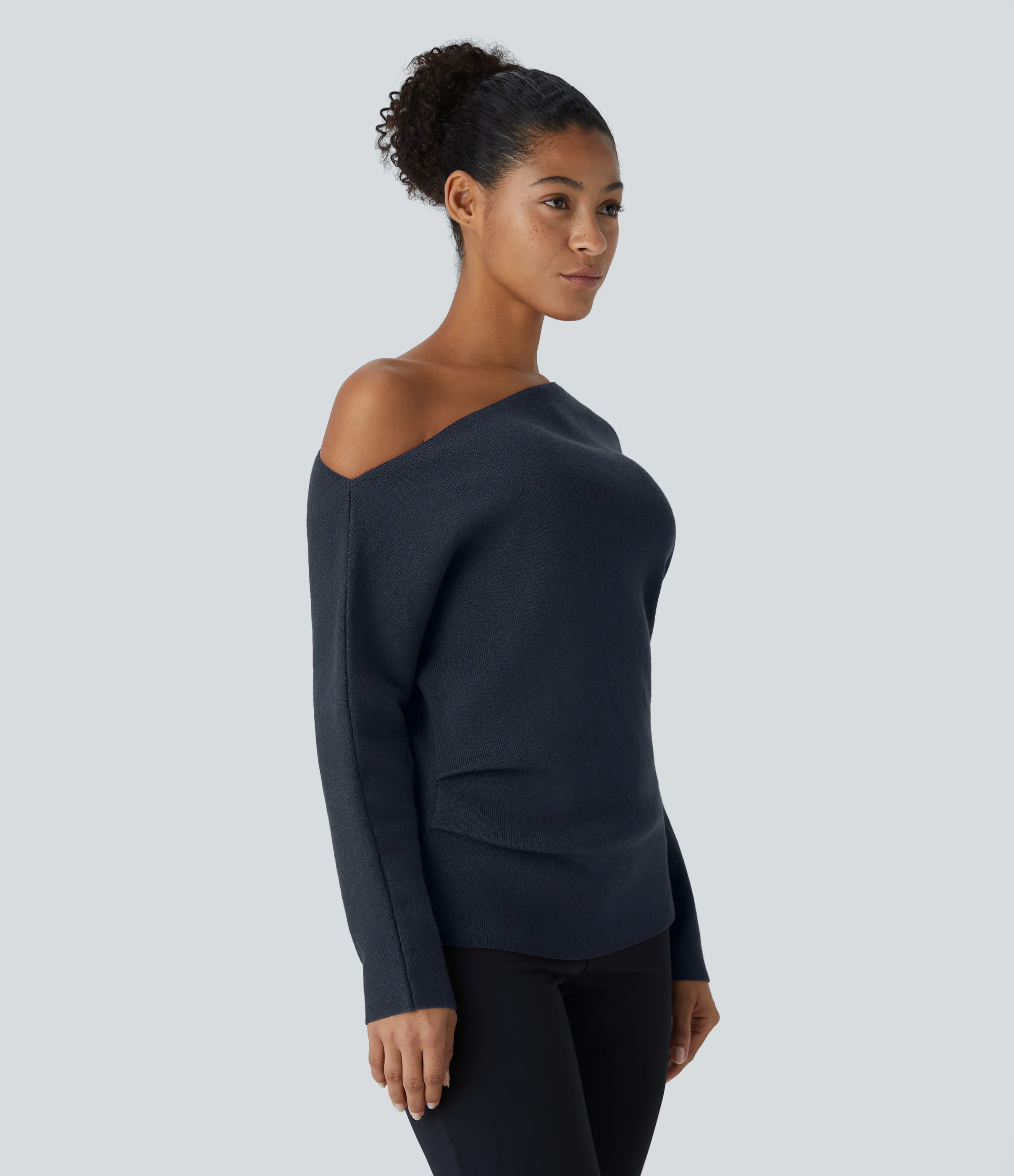 Halara Suéter oficina dividido manga larga sin hombro - Navy Blazer - S sold by Halara product image thumbnail 4