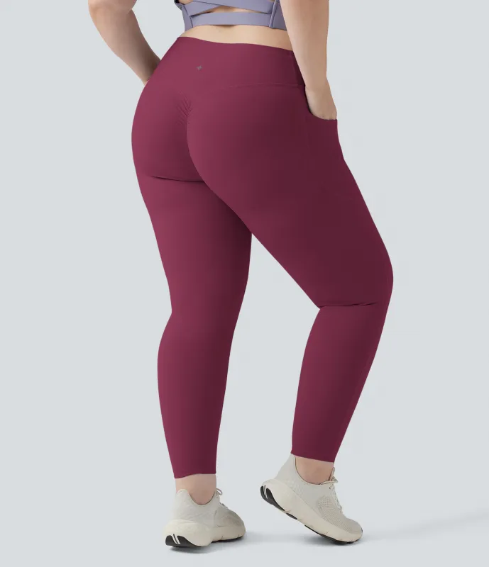 Halara Leggings SoCinched UltraSculpt moldeador tiro alto realce glúteo bolsillo lateral talla grande - Red Plum - 3X(7/8) made by Halara