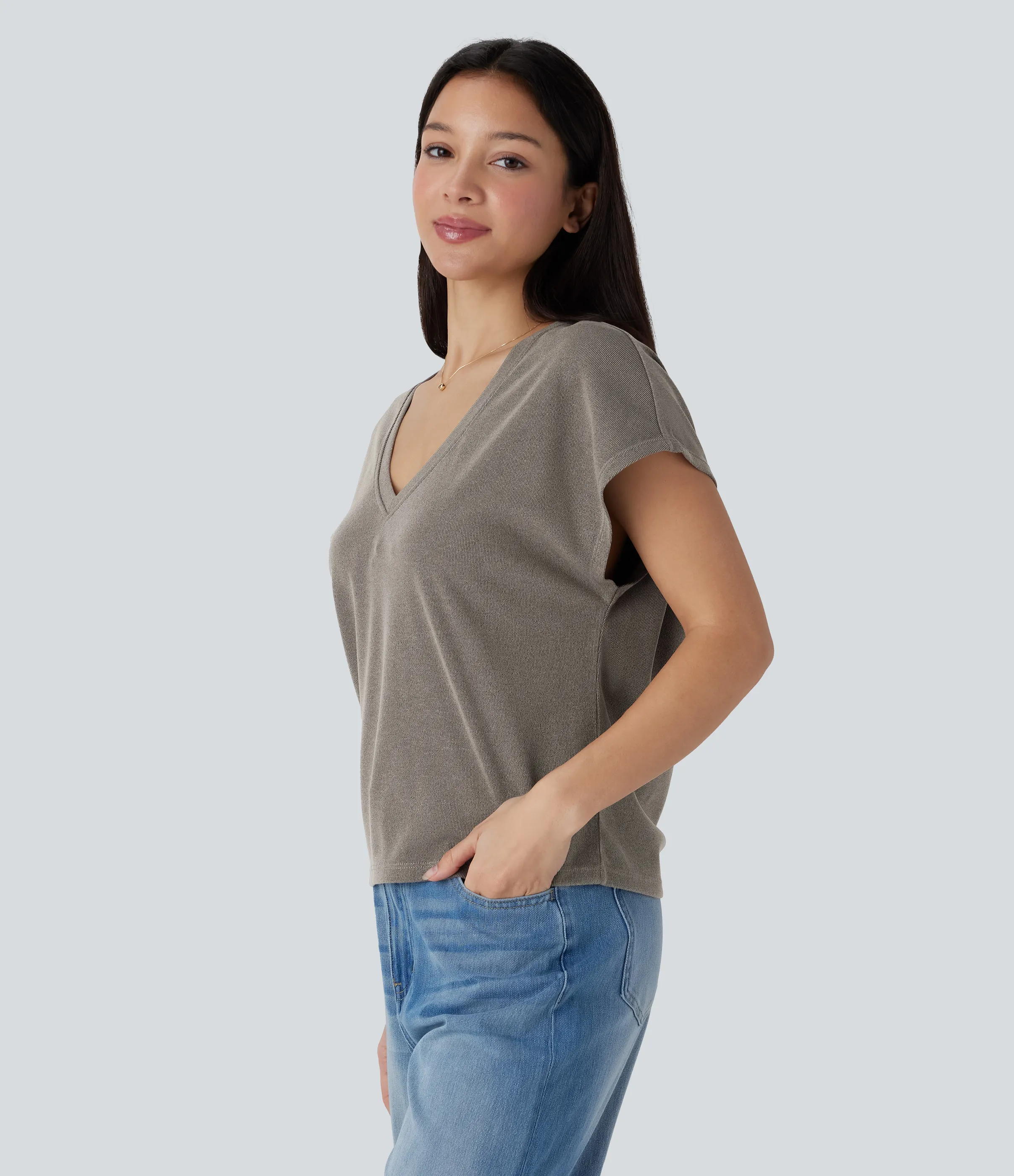 Halara Top manga corta cuello V - Hematite - L sold by Halara product image thumbnail 4