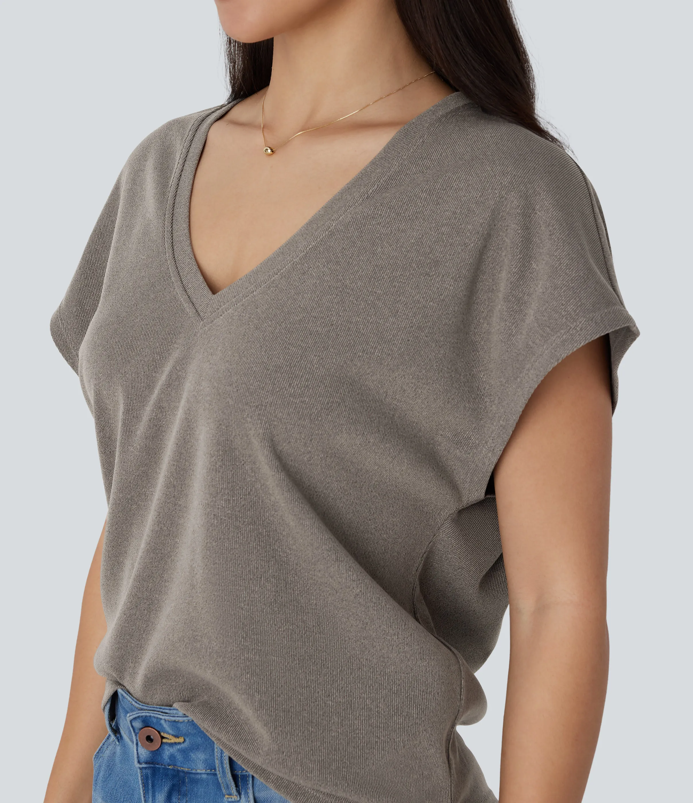 Halara Top manga corta cuello V - Hematite - L sold by Halara product image thumbnail 5