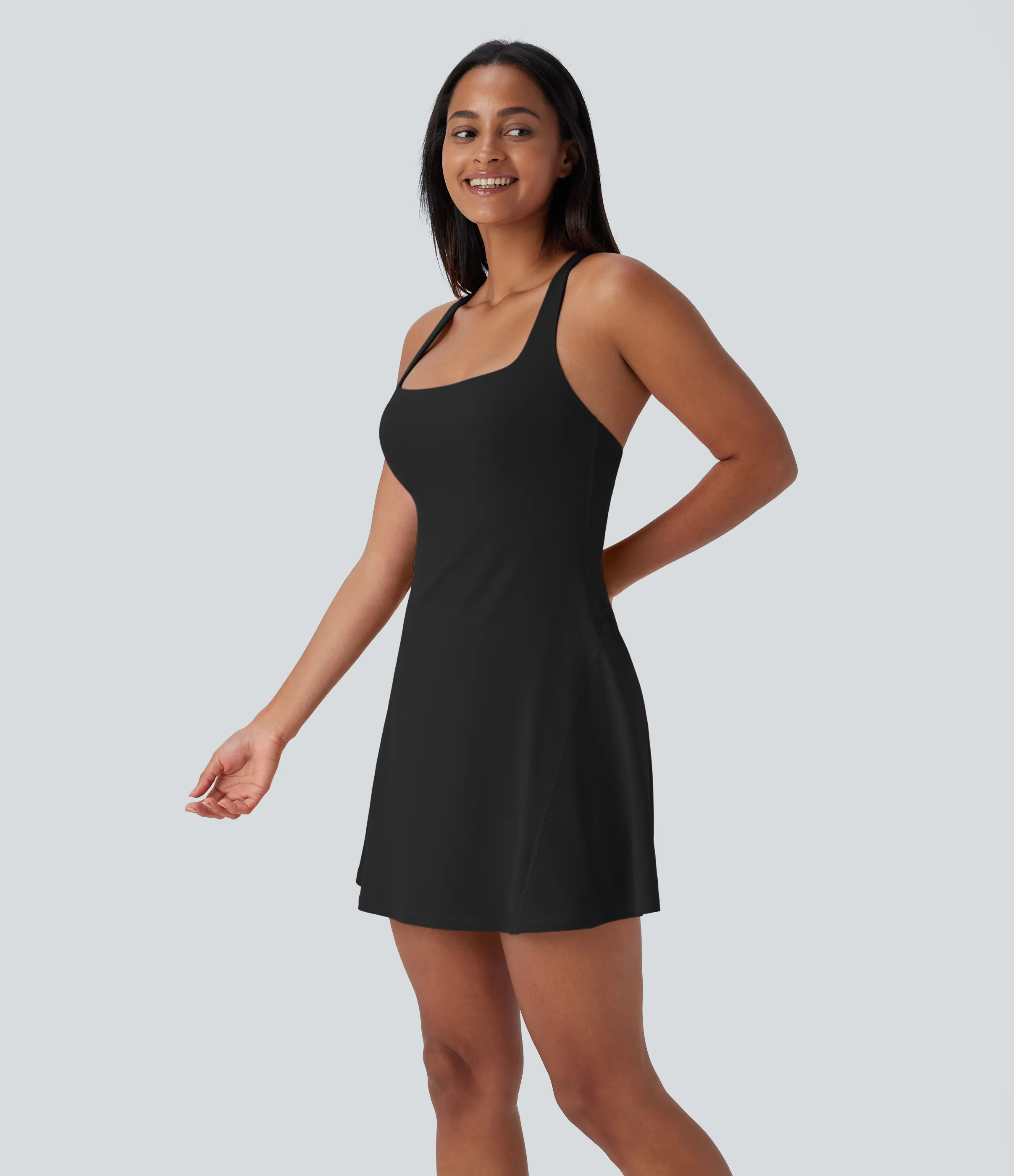 Halara Mini Vestido yoga activo bolsillo lateral sin espalda 2 en 1 - Edición Easy Peezy - UPF50+ - Black - XS sold by Halara product image thumbnail 4