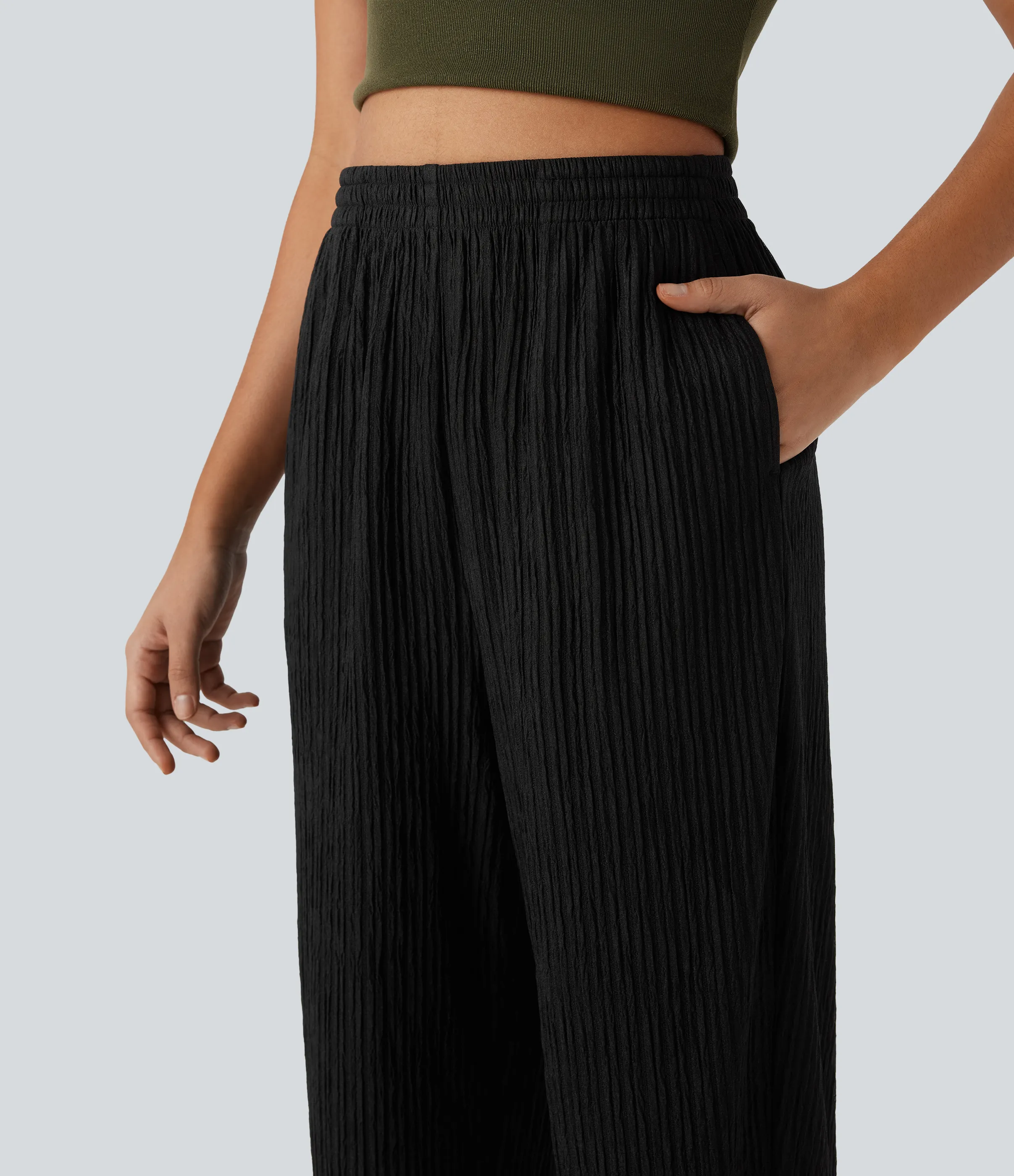 Halara Joggers casuales de tiro alto a rayas con bolsillos laterales - Black - M(regular) sold by Halara product image thumbnail 5