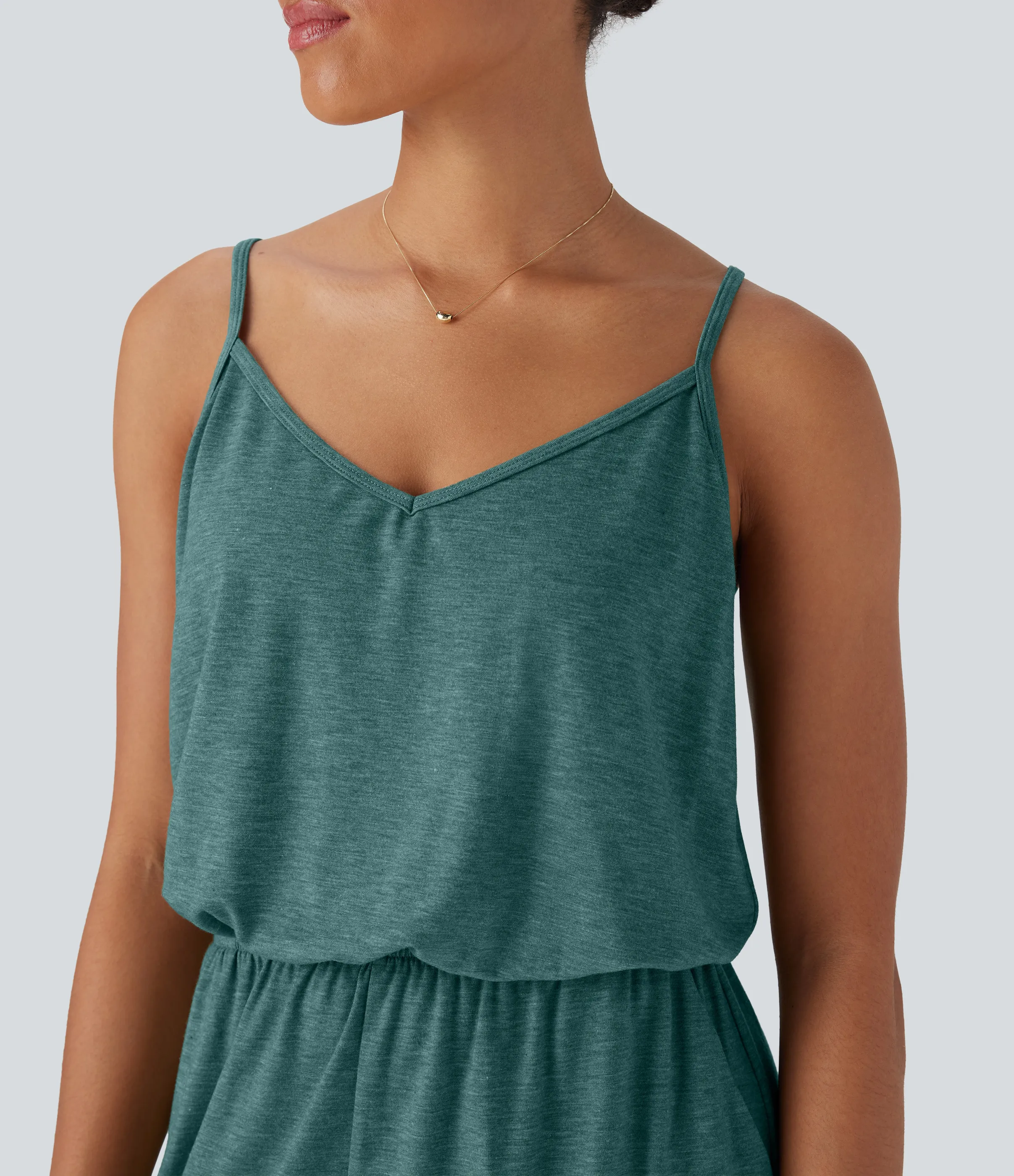 Halara Mono relajado ancho con tirantes ajustables y bolsillos - Jade Green Floral Yarn - XS sold by Halara product image thumbnail 5