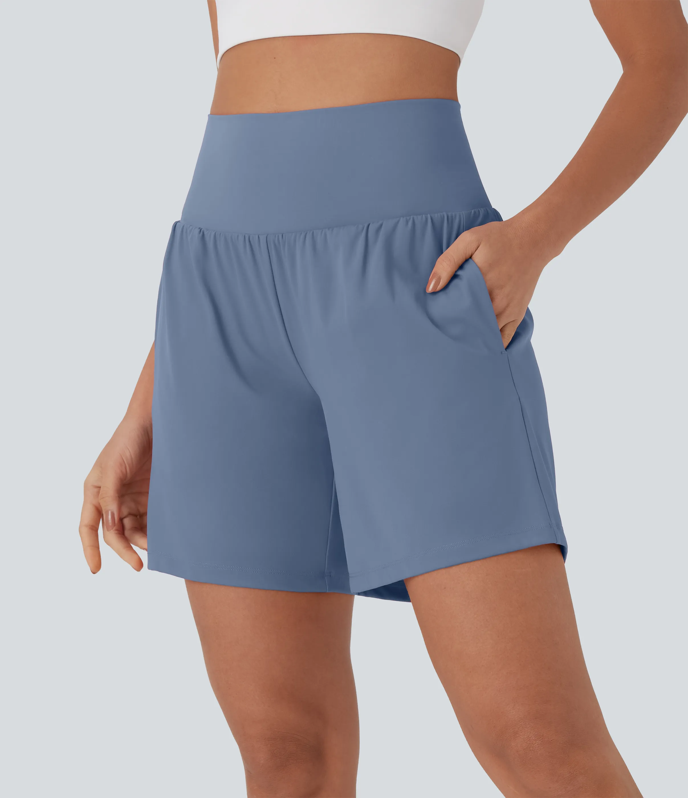 Halara Pantalones cortos de yoga Softlyzero™ Airy 2 en 1 de 17.5cm de tiro alto con tacto fresco y bolsillos - Infinity - XS sold by Halara