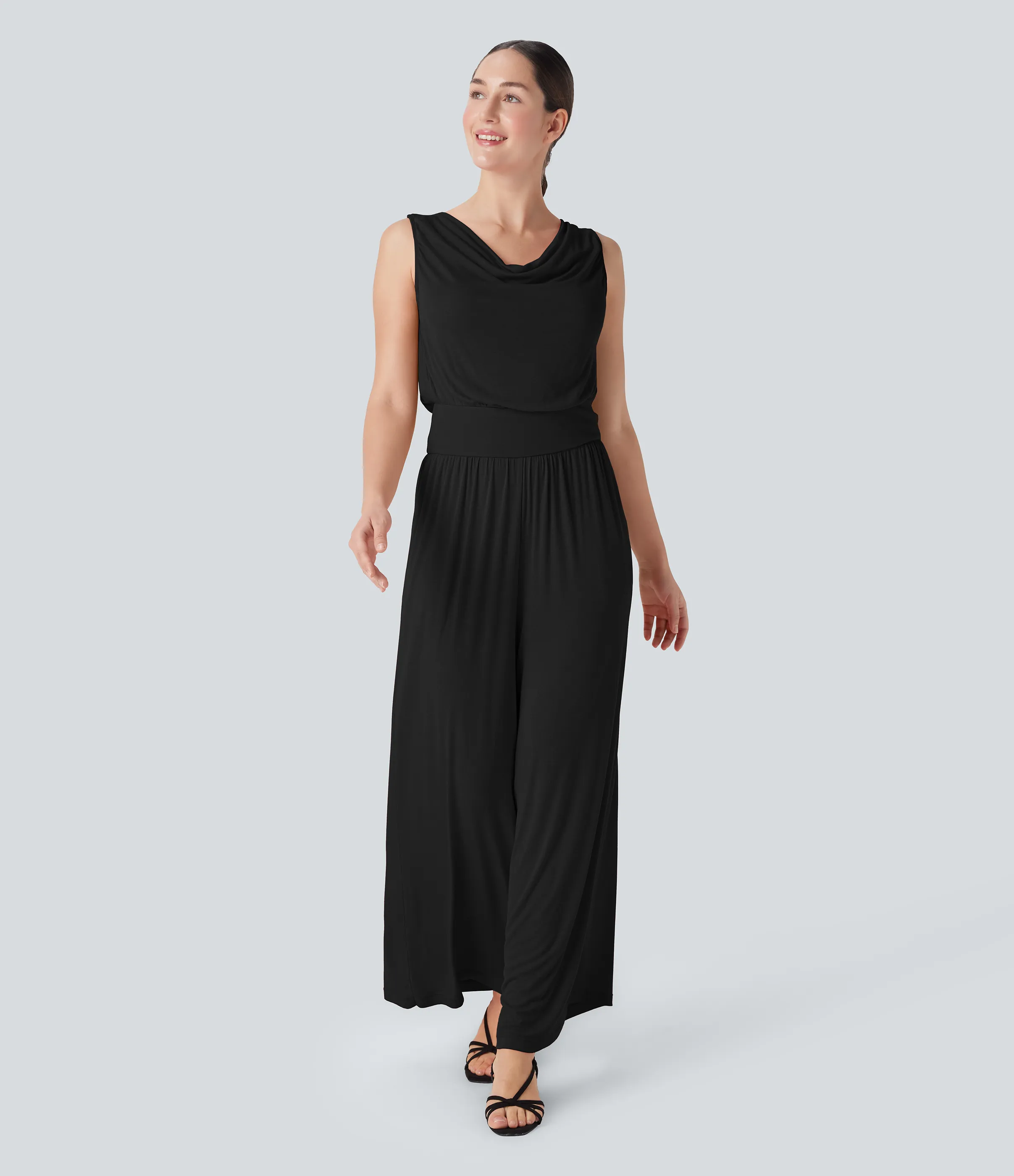 Halara Mono casual ancho sin mangas con cuello vuelto acanalado y bolsillos laterales - Black - S(regular) sold by Halara product image thumbnail 2