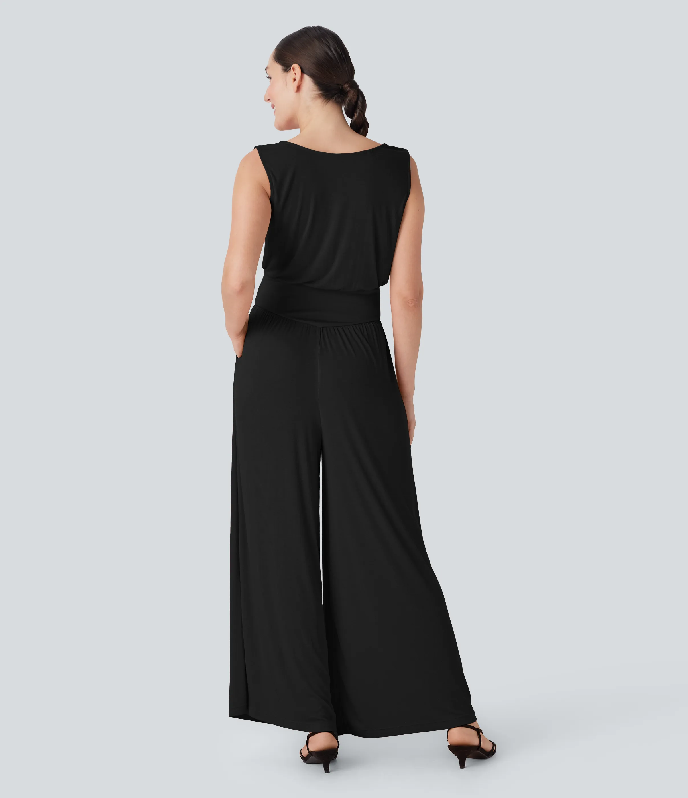 Halara Mono casual ancho sin mangas con cuello vuelto acanalado y bolsillos laterales - Black - S(regular) sold by Halara product image thumbnail 3