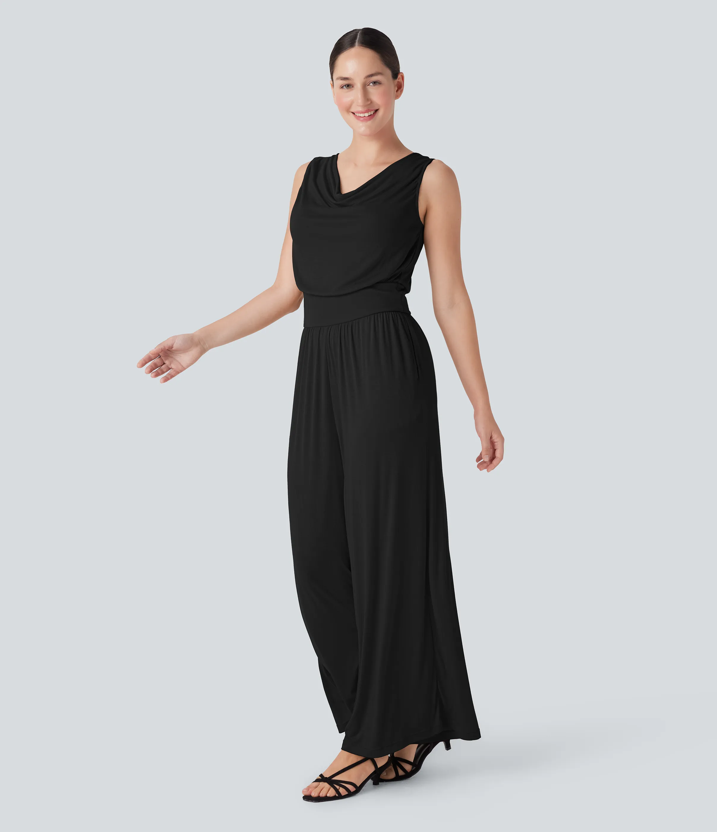 Halara Mono casual ancho sin mangas con cuello vuelto acanalado y bolsillos laterales - Black - S(regular) sold by Halara product image thumbnail 4
