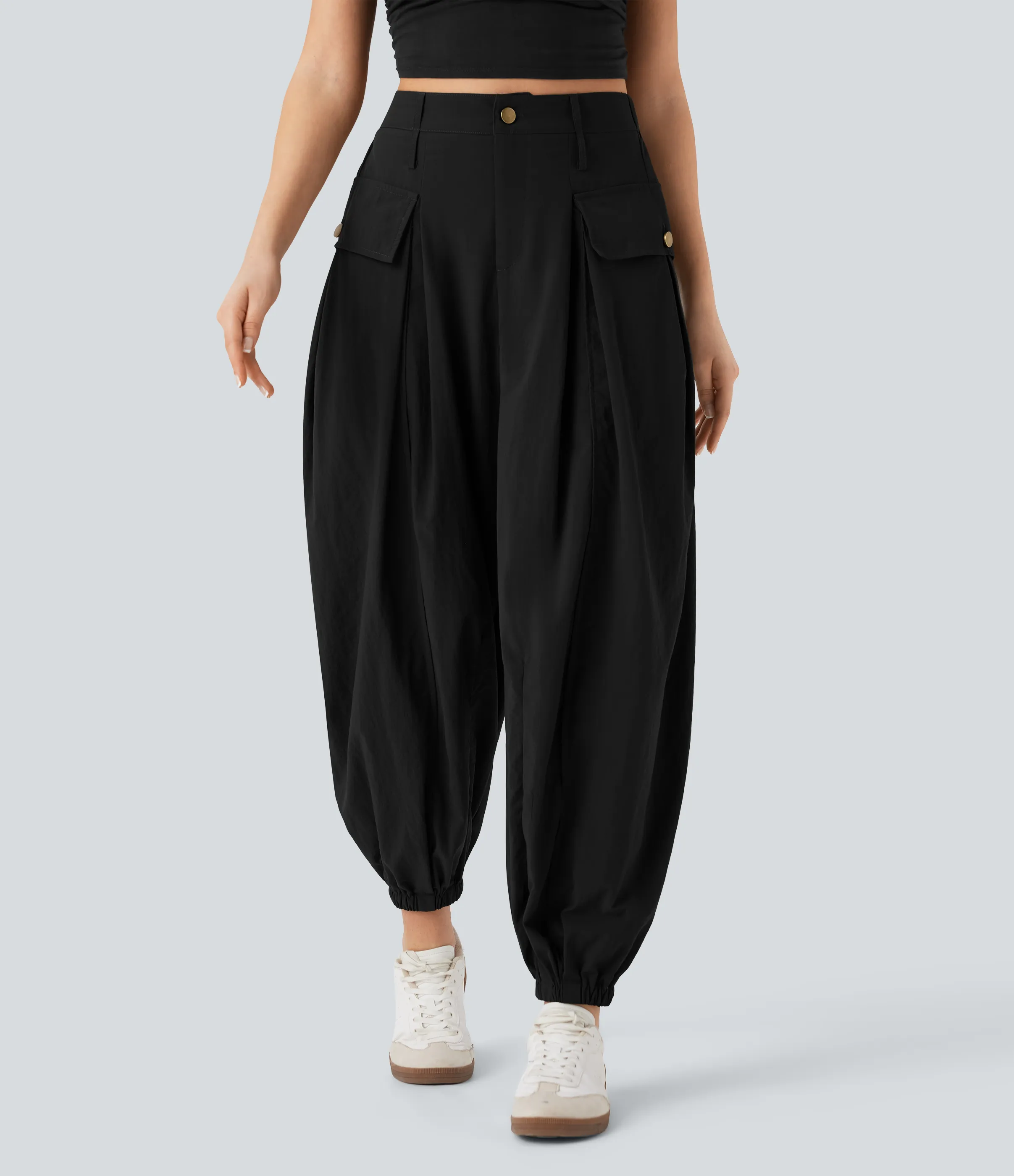 Halara Joggers cargo casuales de tiro alto con bolsillos con solapa - Black - XS(regular) sold by Halara product image thumbnail 2