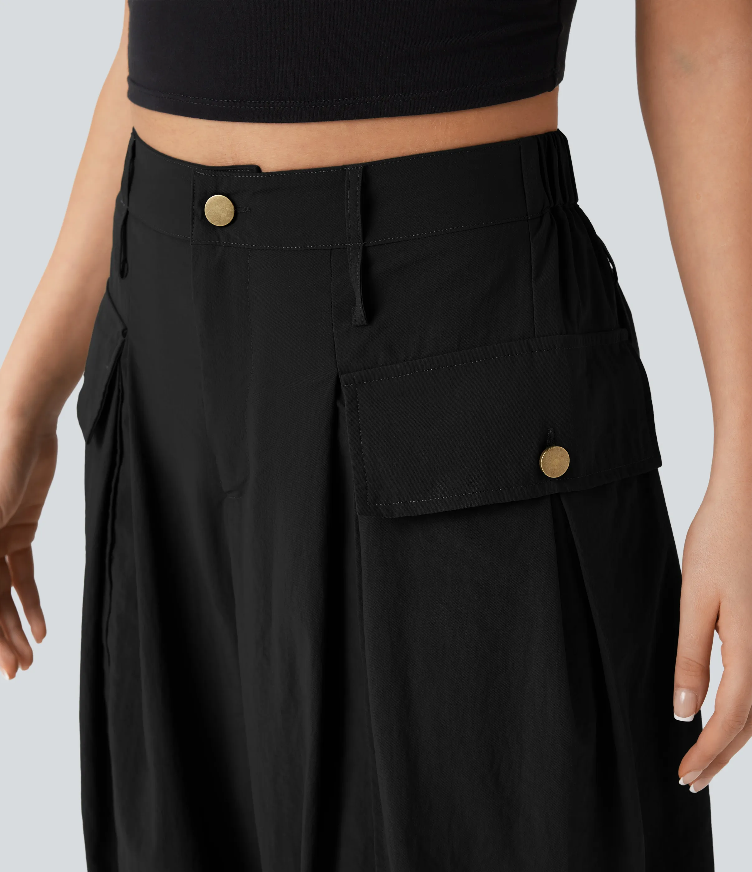 Halara Joggers cargo casuales de tiro alto con bolsillos con solapa - Black - XS(regular) sold by Halara product image thumbnail 5